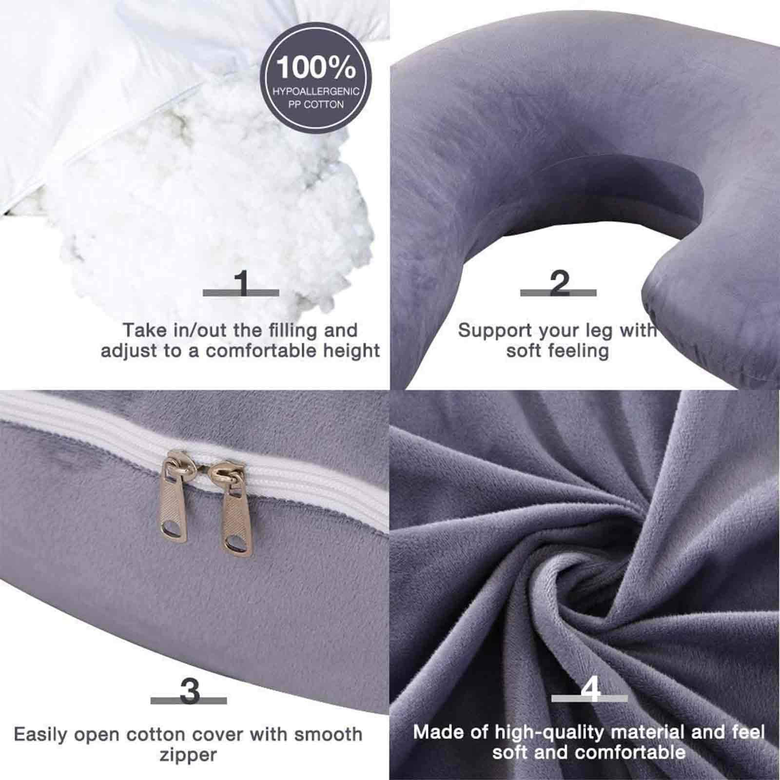 AIZYR A Forma di C. Cuscino per La Gravidanza, Cuscino per Tutto Il Corpo Cuscino maternità Comfort con Rivestimento in Velluto Lavabile Rimovibile per L'Allattamento al Seno del Bambino,Viola