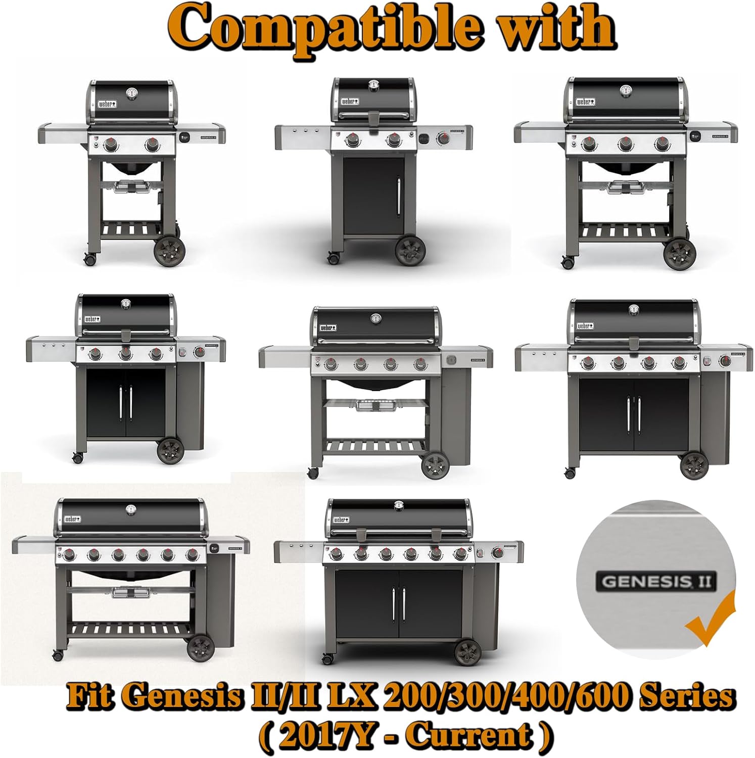 67445 Genesis II Grill Wheel Replacement Parts for Weber Wheels 8 Inch Genesis II/II LX 200 300 400 600 Series Grill Parts Weber Genesis II E-310 II E-410 II E-330 II E-610 II E-210 GS4 BBQ Parts