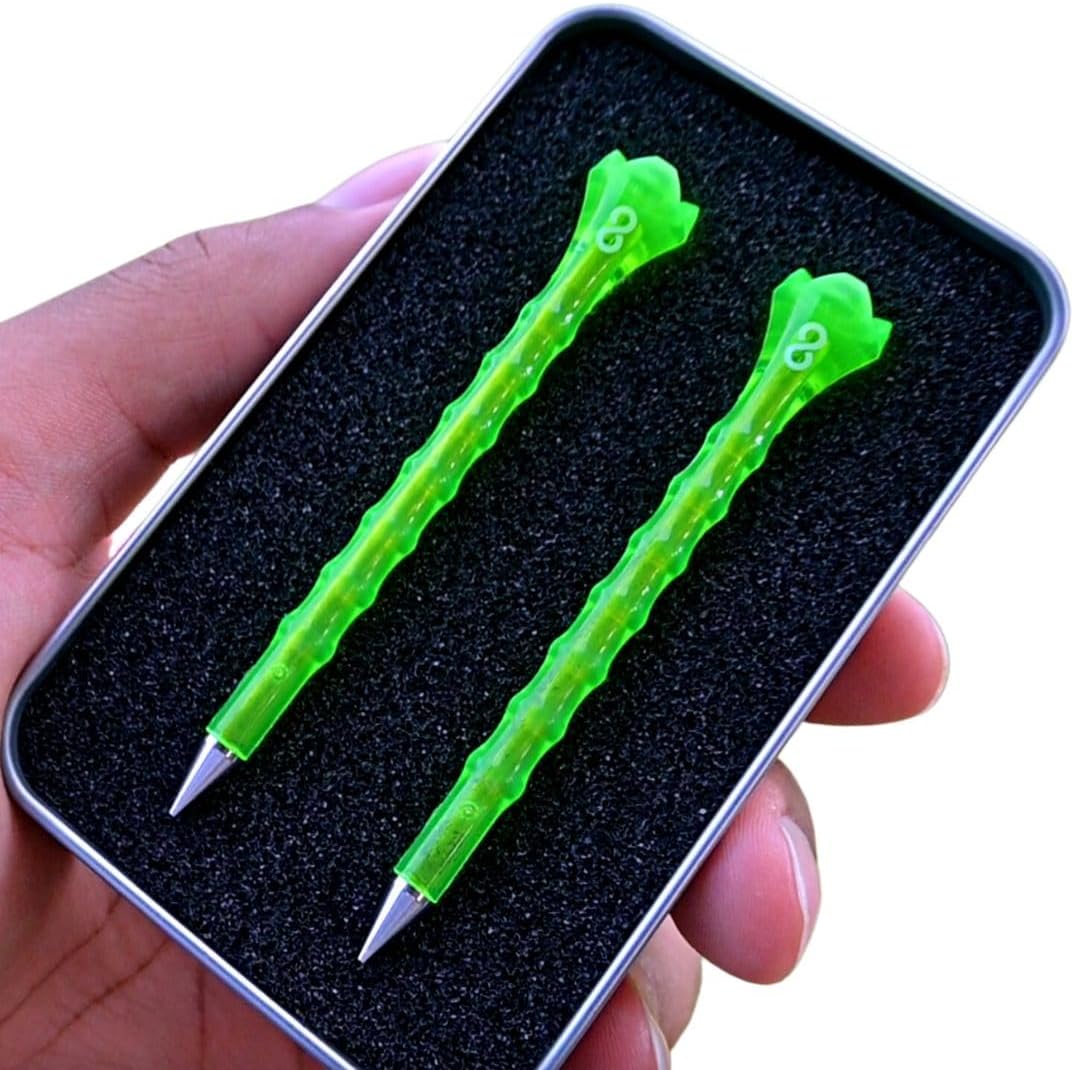 AIRGLO Forever Tee Premium Metal Unbreakable Golf Tees (2 Pack), Extended Metal Tip, Golf Club Groove Cleaner, Golf Divot Tool, Durable Transparent Plastic Golf Tees