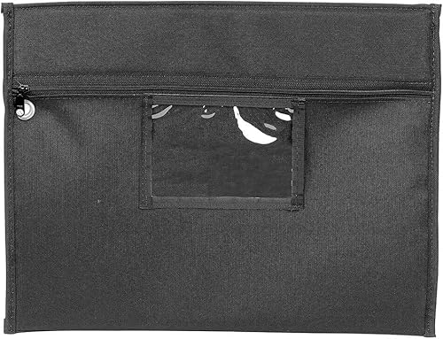 J. J. Keller & Associates, Inc. Bolsa de nailon acolchada negra con bolsillo transparente, 17.75 x 14 pulgadas, mantiene los documentos de los