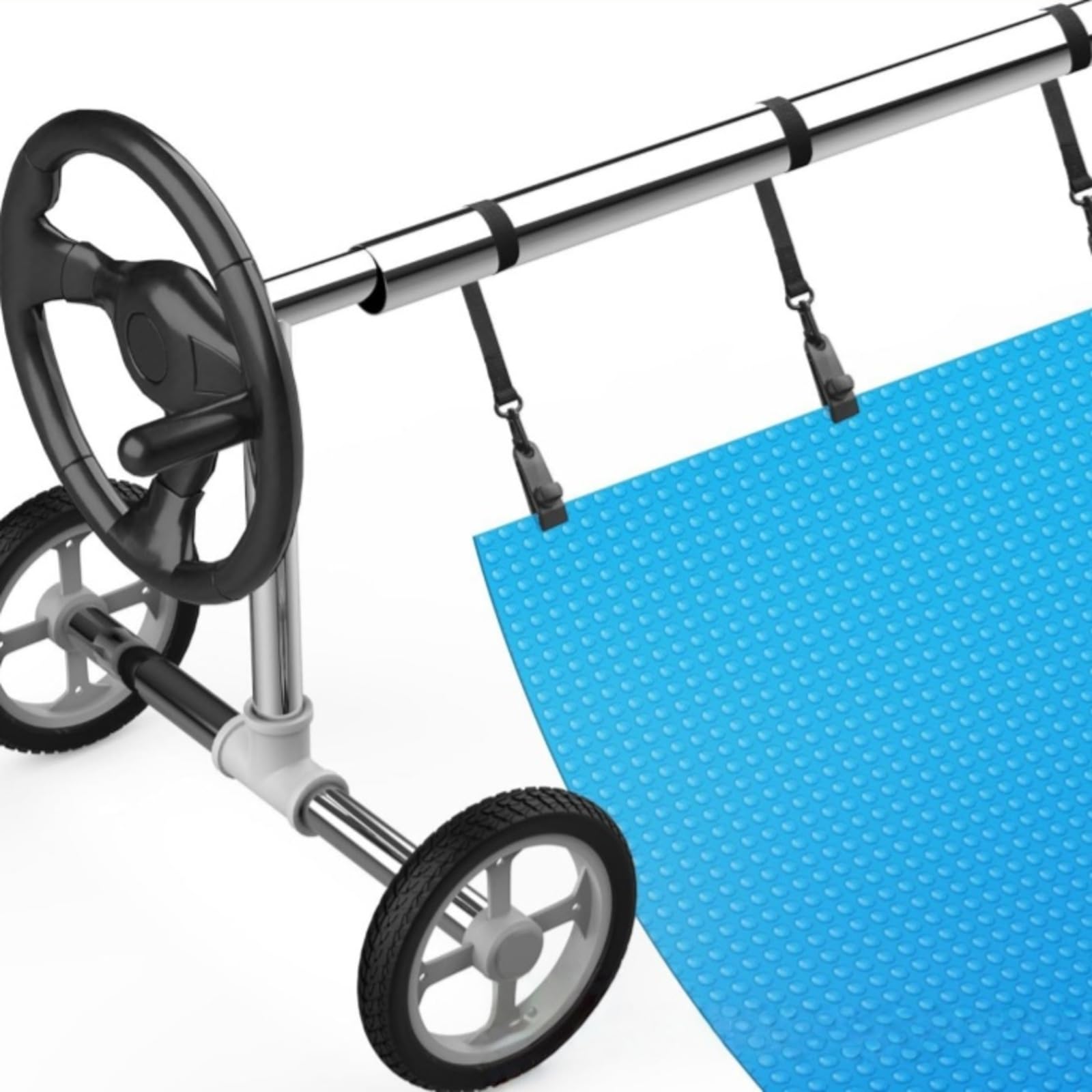 Correa para enrollador de piscina, juego de 6/8 correas de protección para lona de piscina, carrete de piscina, juego de 6/8 bandas de fijación y abrazaderas, accesorios de piscina (juego de 8 piezas)