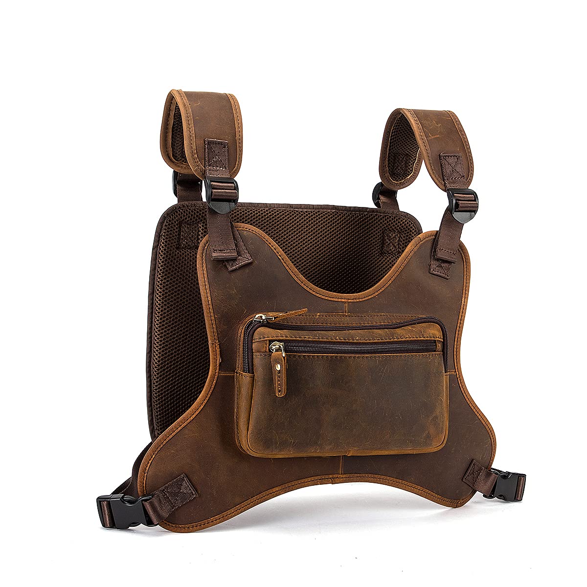 Photo 1 of Le'aokuu Hands Free Tactical Chest Rig Bag Walkie Talkie Vest Harness Radio Holster Holder for Men 291 (Brown)