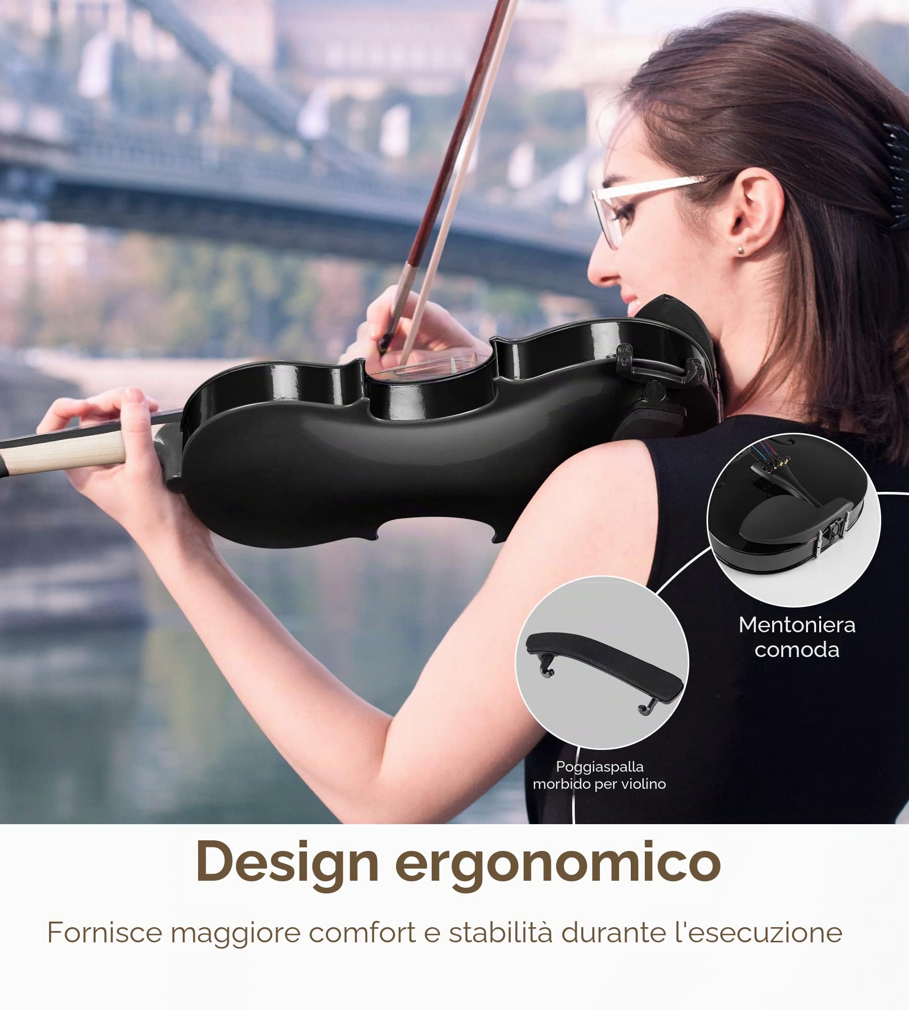 Vangoa 4/4 Violino Acustico Concerto Violin Set con Custodia, Colofonia, Arco, Corde per Violino per Principianti Adulti Studenti, Nero