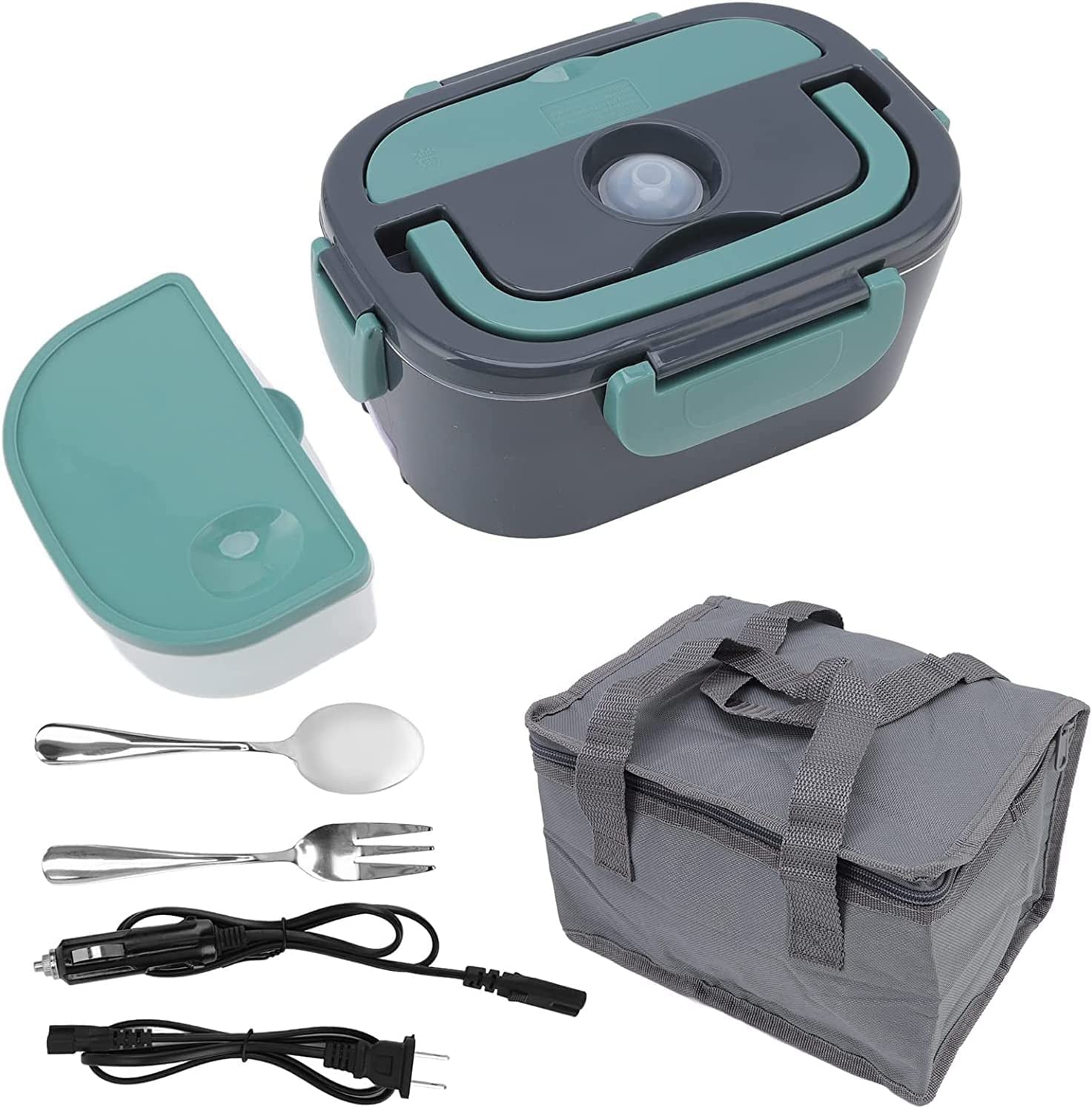 Voedselverwarmer 1.5L elektrische lunchbox met draagtas, zelfverwarmende lunchbox voedselverwarmer met roestvrijstalen container Geüpgraded