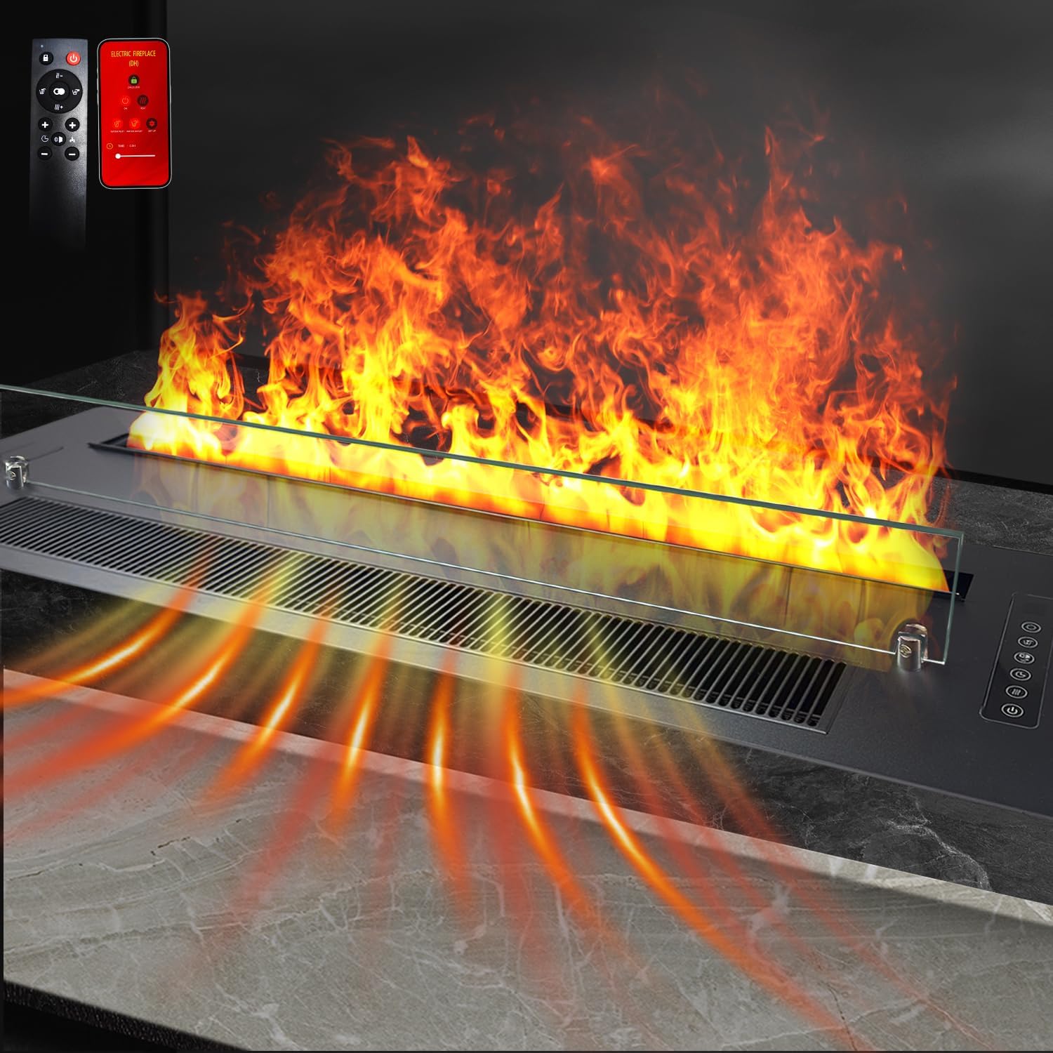 Water Vapor Fireplace with Heater 700/1300W, Realistic Flame Mist Fireplace, Remote Control, Electric Fireplace Humidifier for Home Decor 39.5"