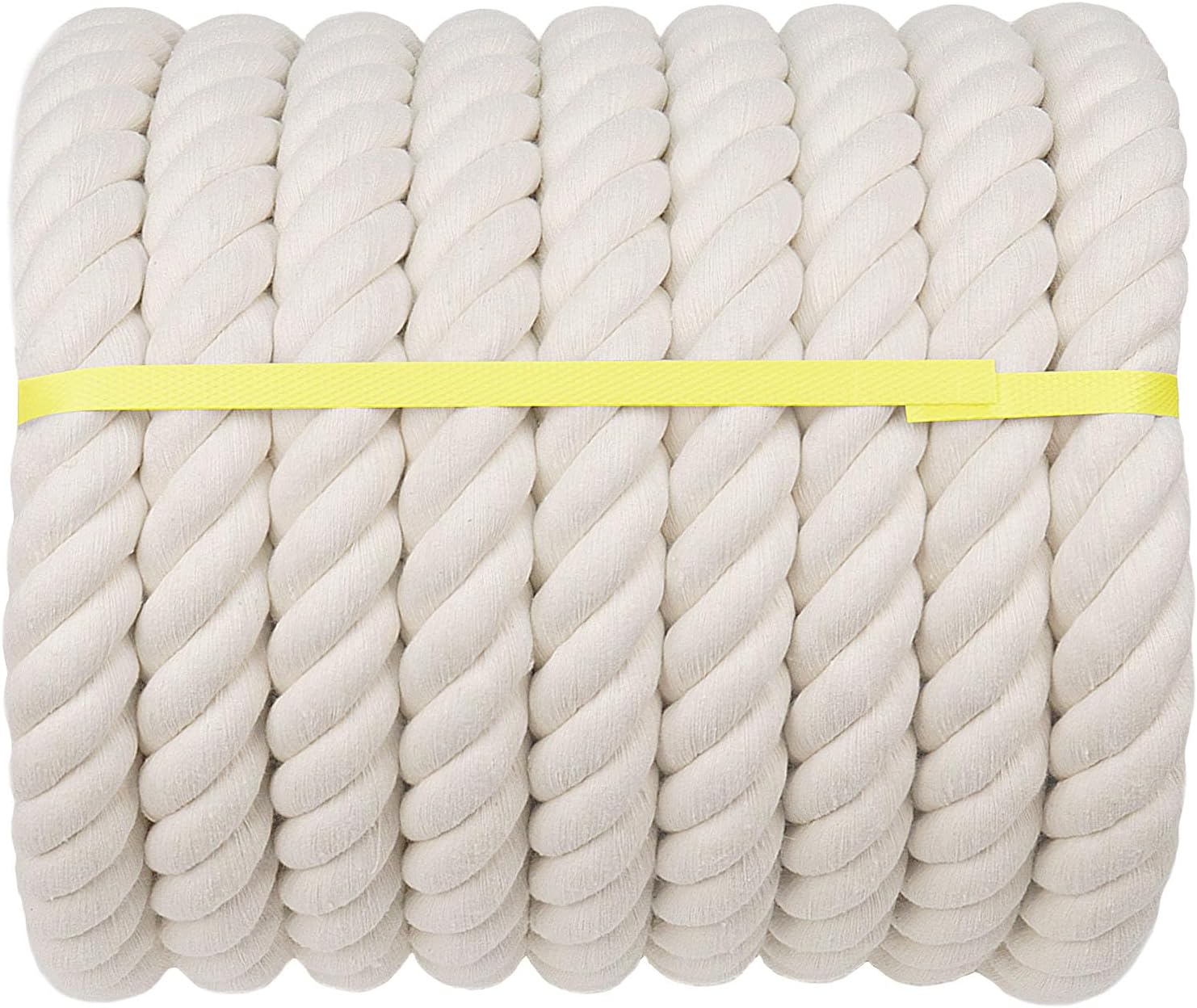 Twisted Cotton Rope (1.5 inch x 50 feet) Natural White Rope for Nautical, Tug of War, Climbing, Hammock, Decorating