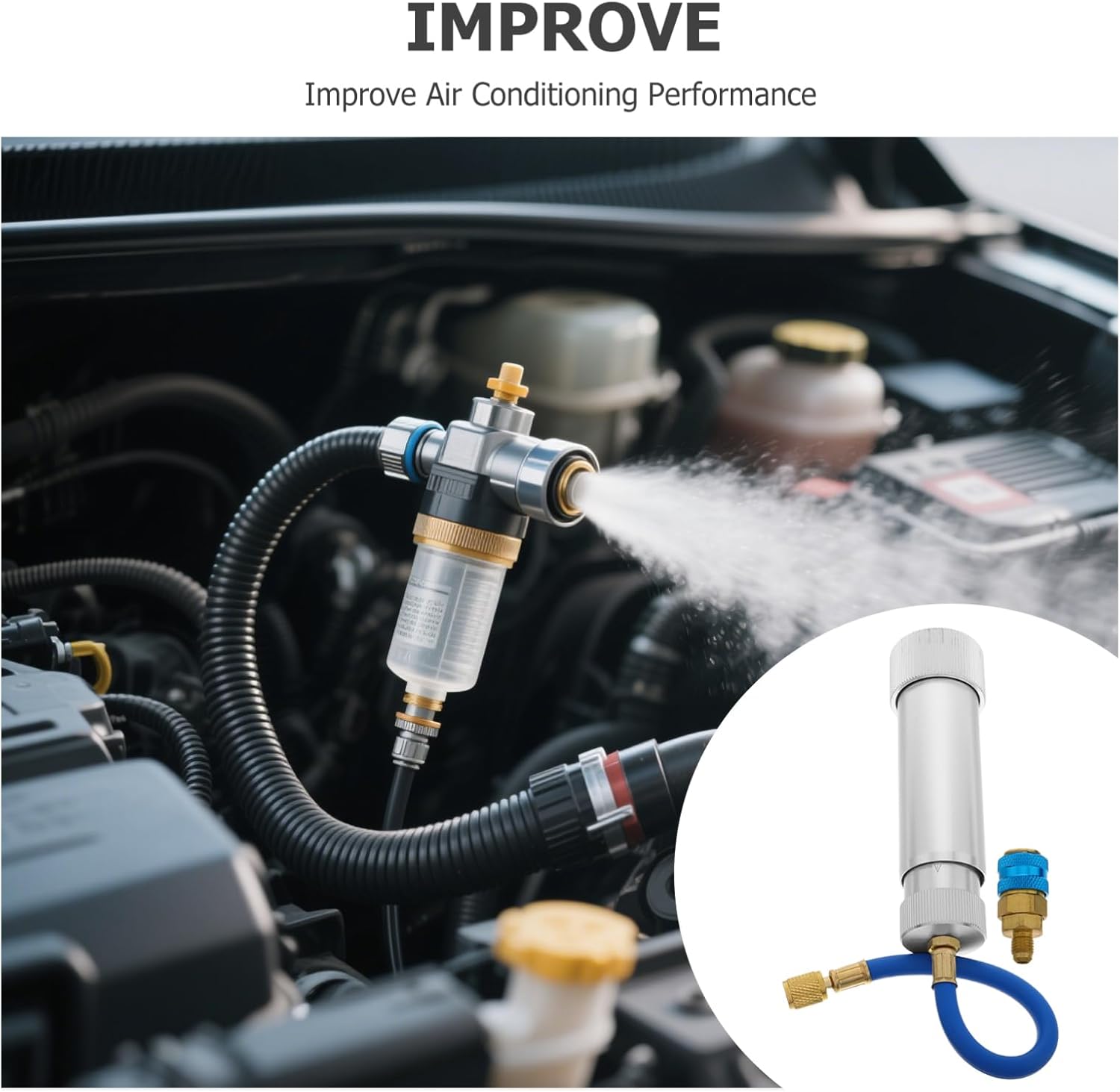 Cabilock Car Air Conditioning Injector Tool Recharge Hose Adapter Oil and Dye Injection for Enhanced Cooling Performance and System Efficiency