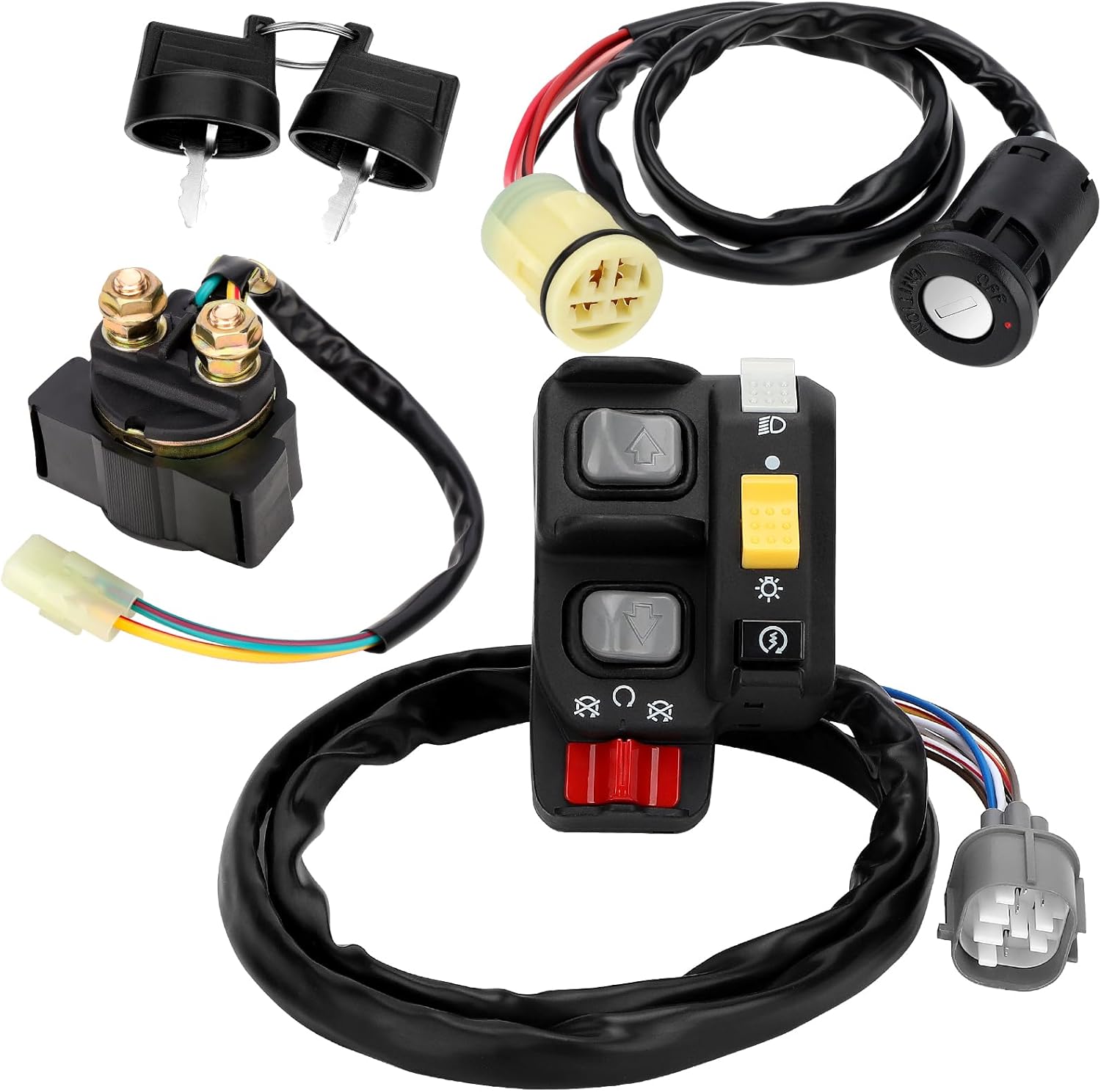 M MATI Handlebar Key Starter Relay Switch Kit for Honda Rancher 350 ES 2000-2005 Rancher 400 2004-2007 Rubicon 500 Foreman 500 ES 2001-2006 Rincon 650 680 2003-2007 Electric Shift 35200-HN7-003