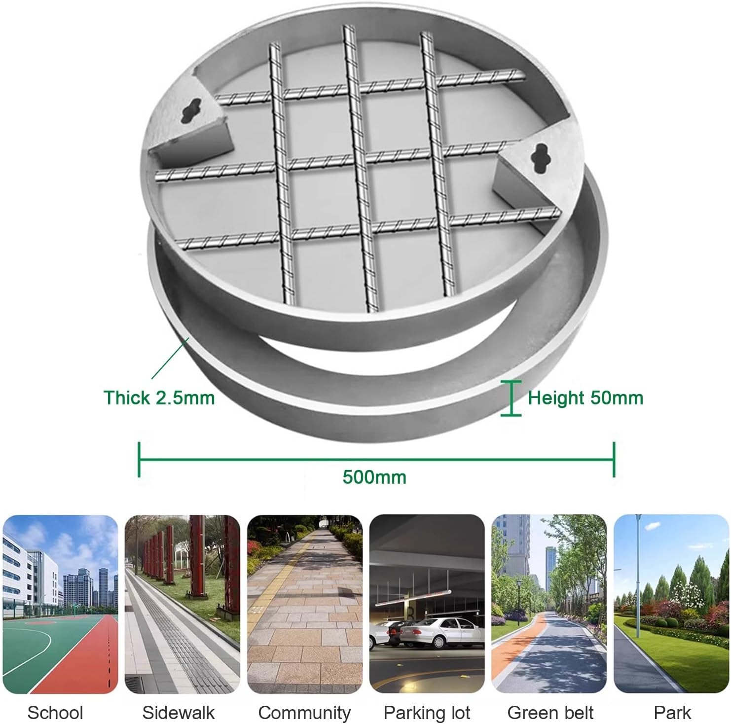 Stainless Steel Round Access Cover & Frame Flush Design for Septic Tanks Hidden Embedded Lid for Garden Pavers & GrassOutdoor Solution