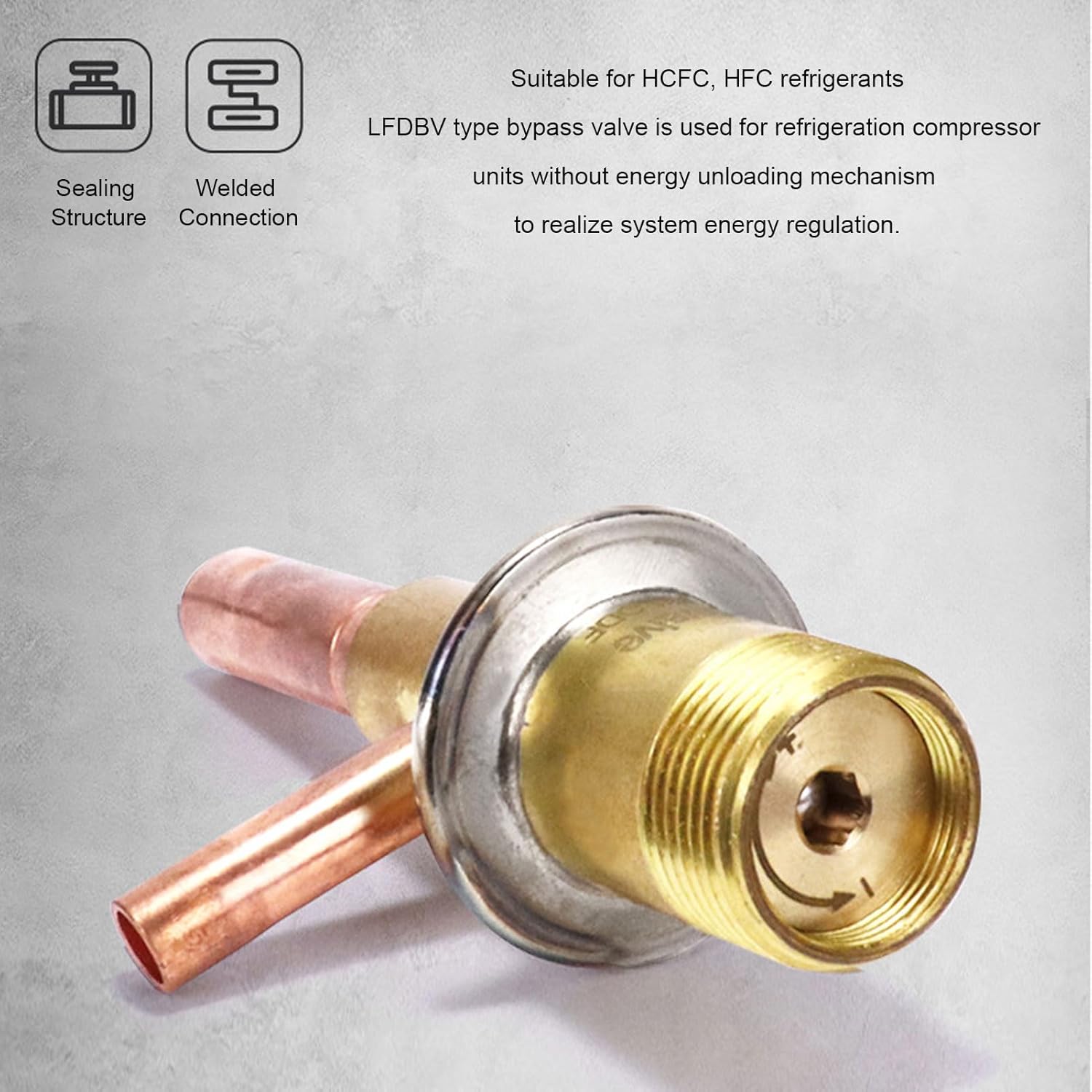 Bypass Valve, Brass 1/4in ODF Inlet 3/8in ODF Outlet Constant Pressure Expansion Valve LFDBV 1.0 Cooling Energy Regulator for AC Compressors and Cooling Systems