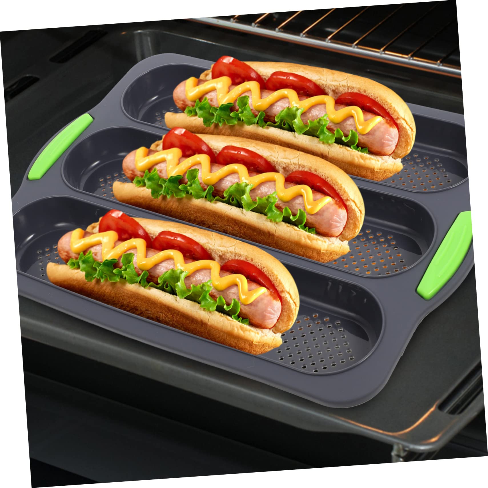 Sosoport Molde para Hornear Baguettes de Silicona Antiadherente Pan de Ranuras Accesorio de Cocina Desmontable para Hornear Pan y Habilidades de Panadería
