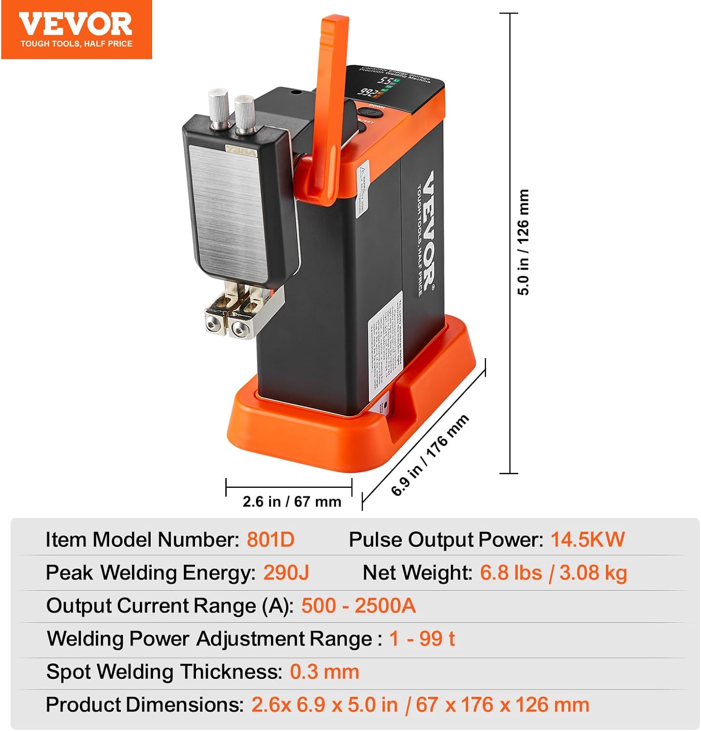 VEVOR 801D Spot Welder with 73B welding pen connected and in use