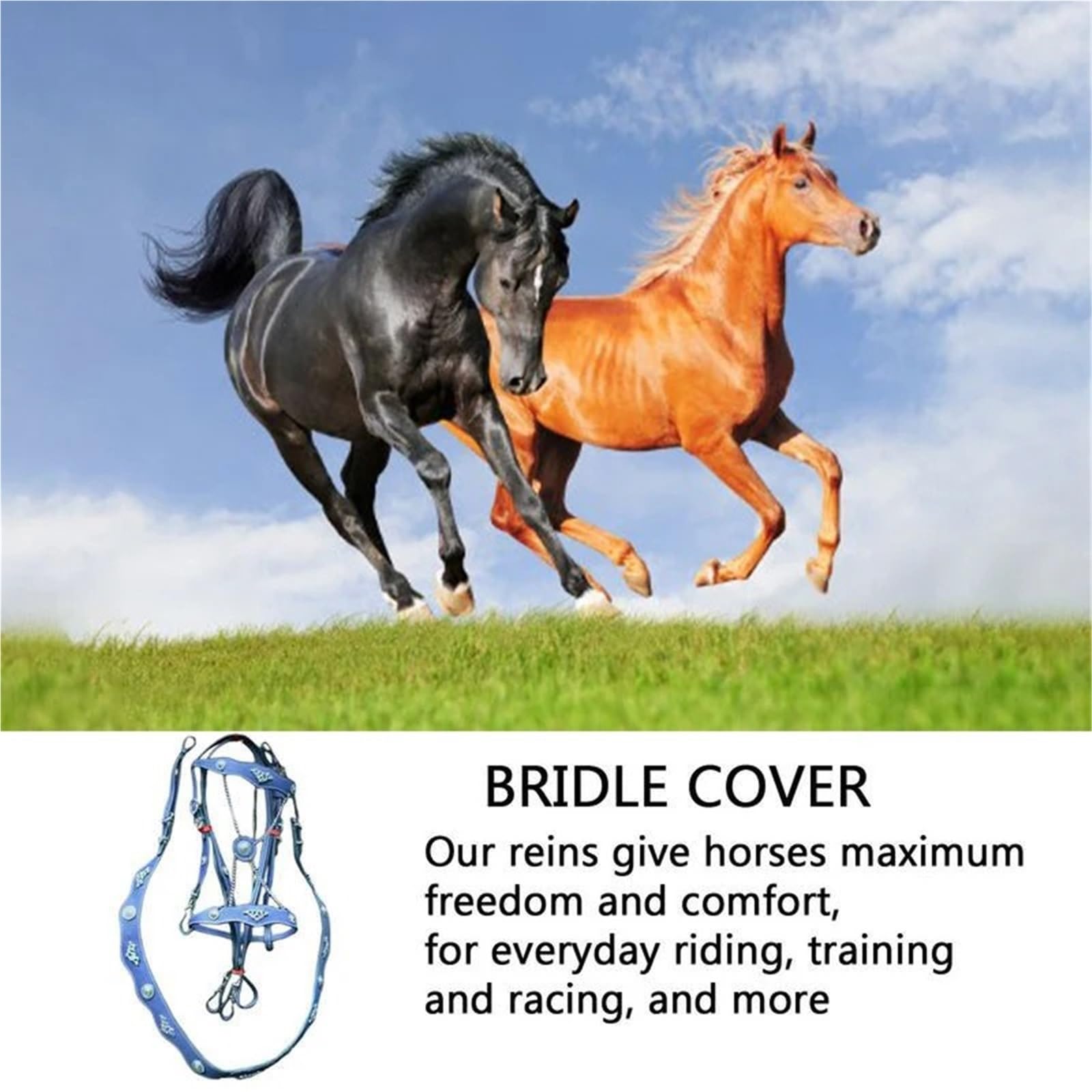 Corda di Piombo in Pelle for Equitazione Anti-attrito. Briglia ergonomica e Confortevole Senza restrizioni con Fibbia in Metallo per Cavalli