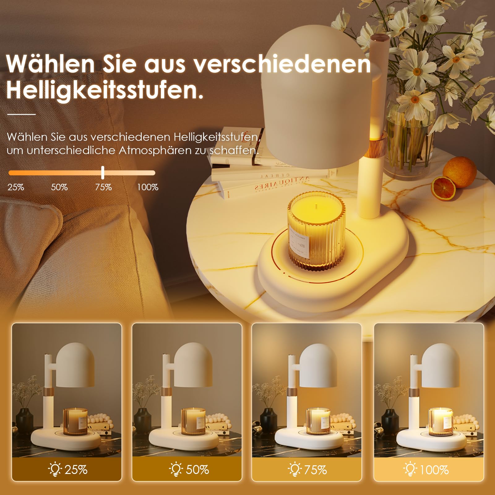 Lampada Scalda Candela, Lampada Candele Warmer Elettrica con Timer e Dimmer, Lampade Aroma Diffusore Regolabile in Altezza, con 2 Lampadine, per Casa, Camera da letto Decorazione donne e mamme