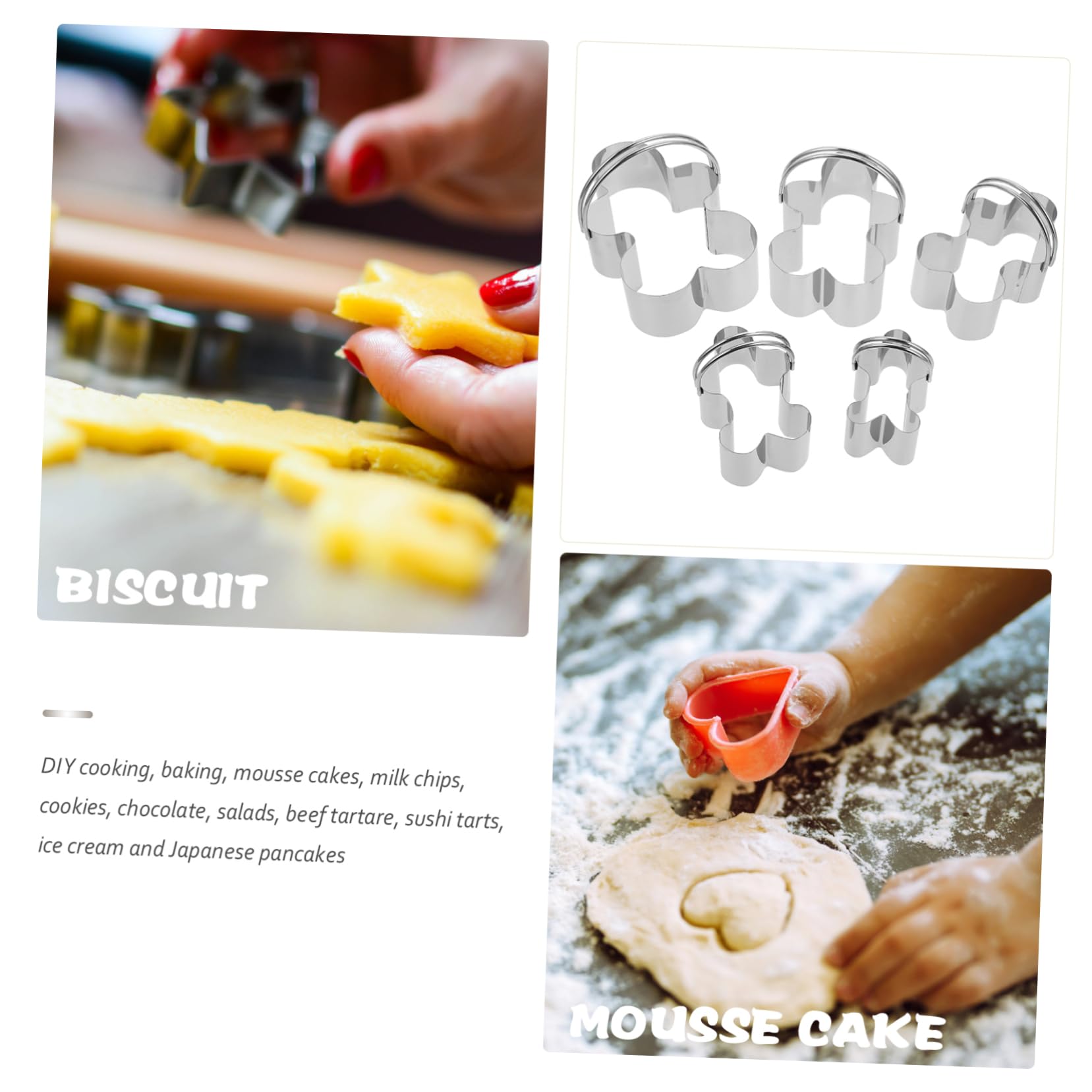 PRETYZOOM 20 Stk 5-teiliges Set Mousse-ringe Fondant Keksform Backform Kekse Mit Schokoladenüberzug Schöner Keksausstecher Formen Für Lebkuchenplätzchen Keksformer Silver Rostfreier Stahl