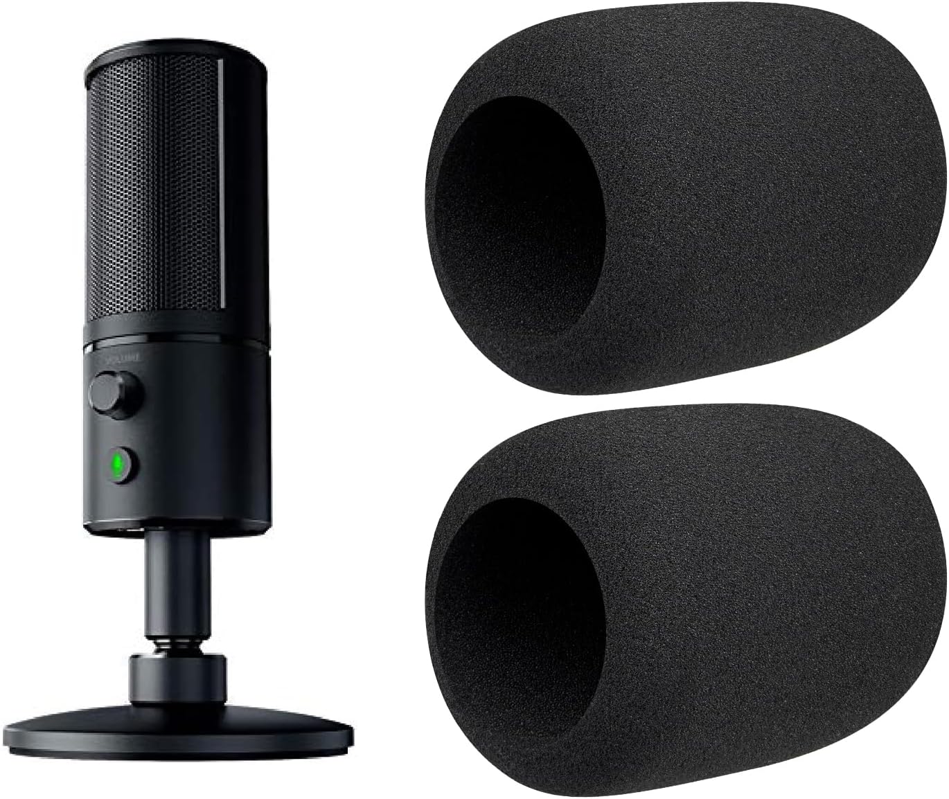 SOULWIT 2Pcs Pop Filter for Razer Seiren X, Protective Mic Cover Windscreen Foam - Black
