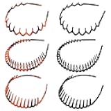 BAHABY Zig Zag Hair Comb Headbands, Plastic Shark Tooth Hair Bands for Women and Men, Black and Brown, 6 Pack
