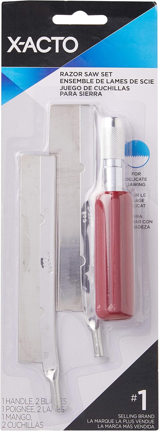 X-ACTO Precision Razor Saw Set, Includes 2 Blades - Cuts Metal, Balsa Wood, and Plastic, For Delicate Sawing of Models and Railroad Tracks