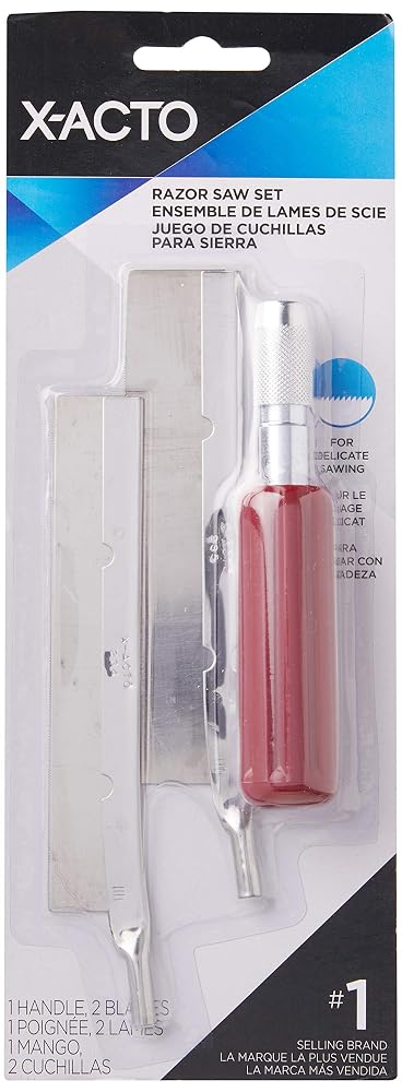 X-ACTO Precision Razor Saw Set, Includes 2 Blades - Cuts Metal, Balsa Wood, and Plastic, For Delicate Sawing of Models and Railroad Tracks