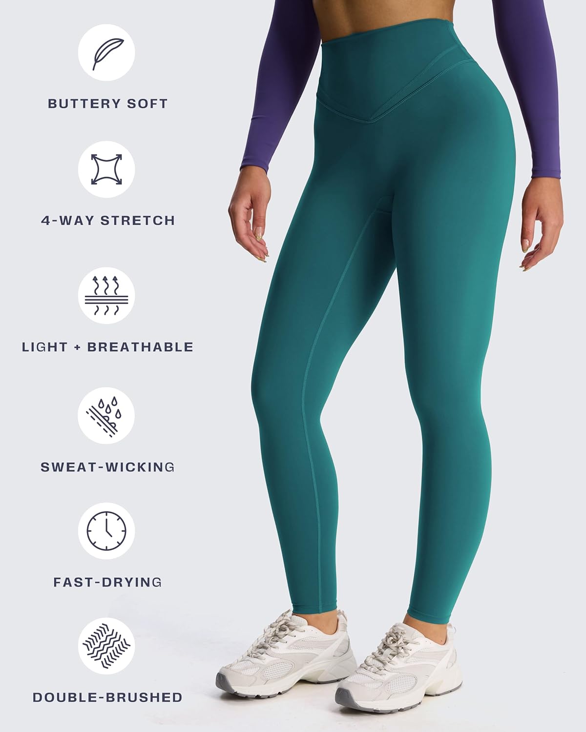 Aoxjox Women's High Waisted Workout Siren Leggings Hidden Scrunch Butt Lifting Tummy Control Gym Yoga Pants 26" - Image 6