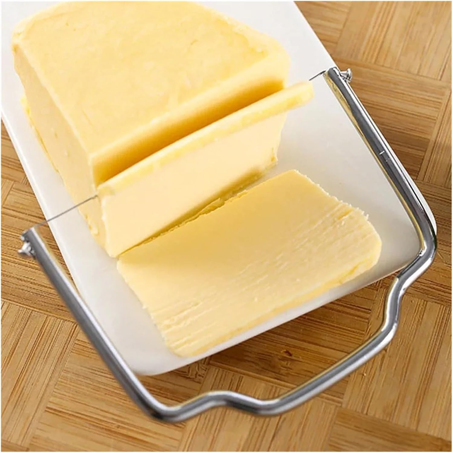 MUSM Stainless Steel Cheese Cutter & Butter Knife – Heavy Duty Cheese Splitter fit for Foie Gras, Soft Cheese, Butter – Baking Tool with Wire & Blade – Manual Kitchen Gadget for Home Cooks(A)