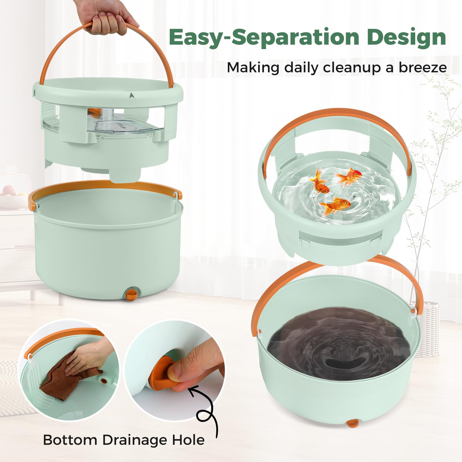GIANTEX Juego de fregona con cubo centrifugado, fregona de microfibra con cabezal giratorio 360°, 2 paños de microfibra, mopa para aplicación en seco y húmedo (verde+2 paños de mopa)