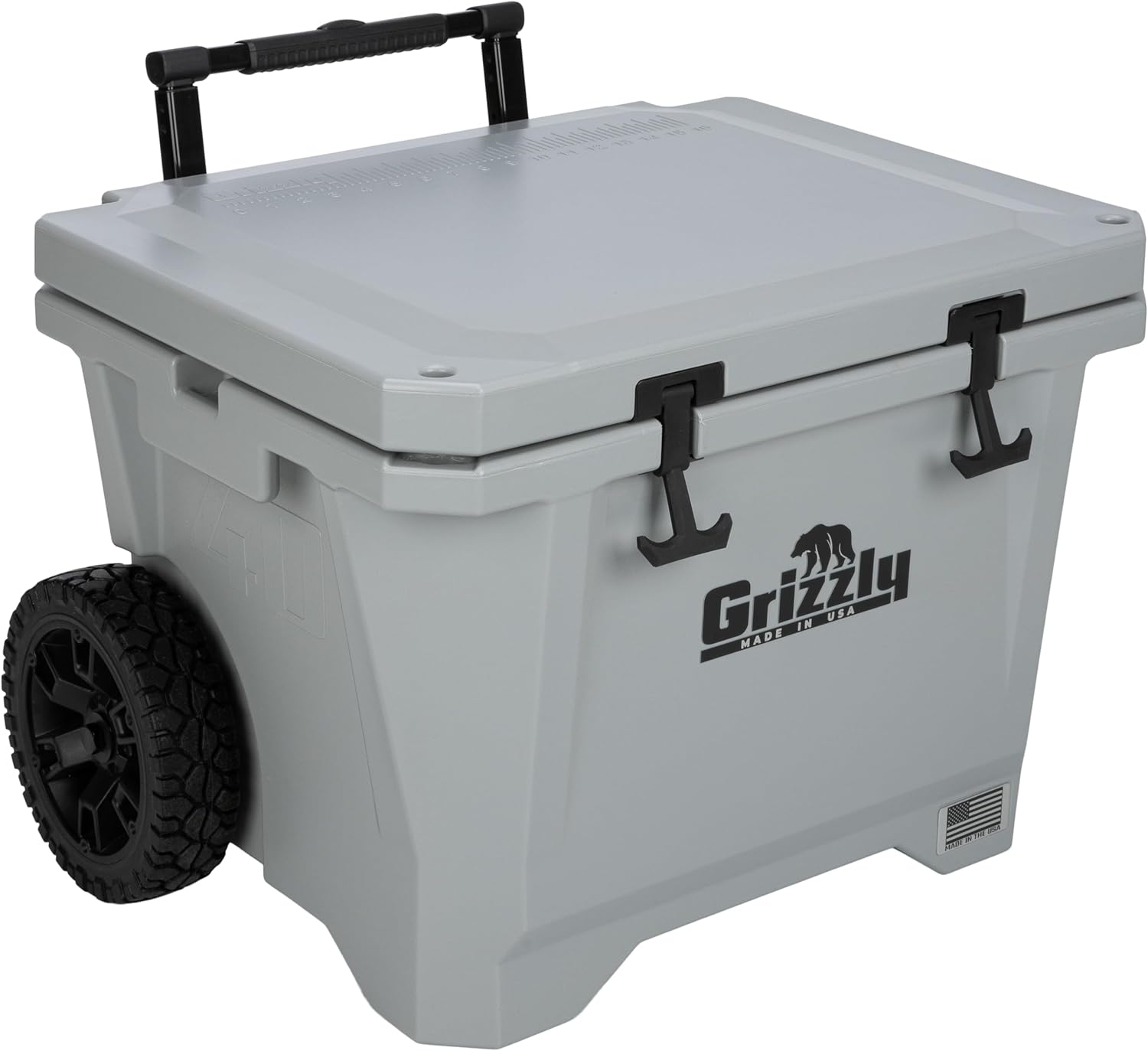 Grizzly Scout Rolling 40 Quart Cooler | Insulated, Heavy Duty, All-Terrain Wheels, Telescoping Handle | Stay-Open Lid | Built in Bottle Opener | Sports Outdoor Adventures Picnic Fishing