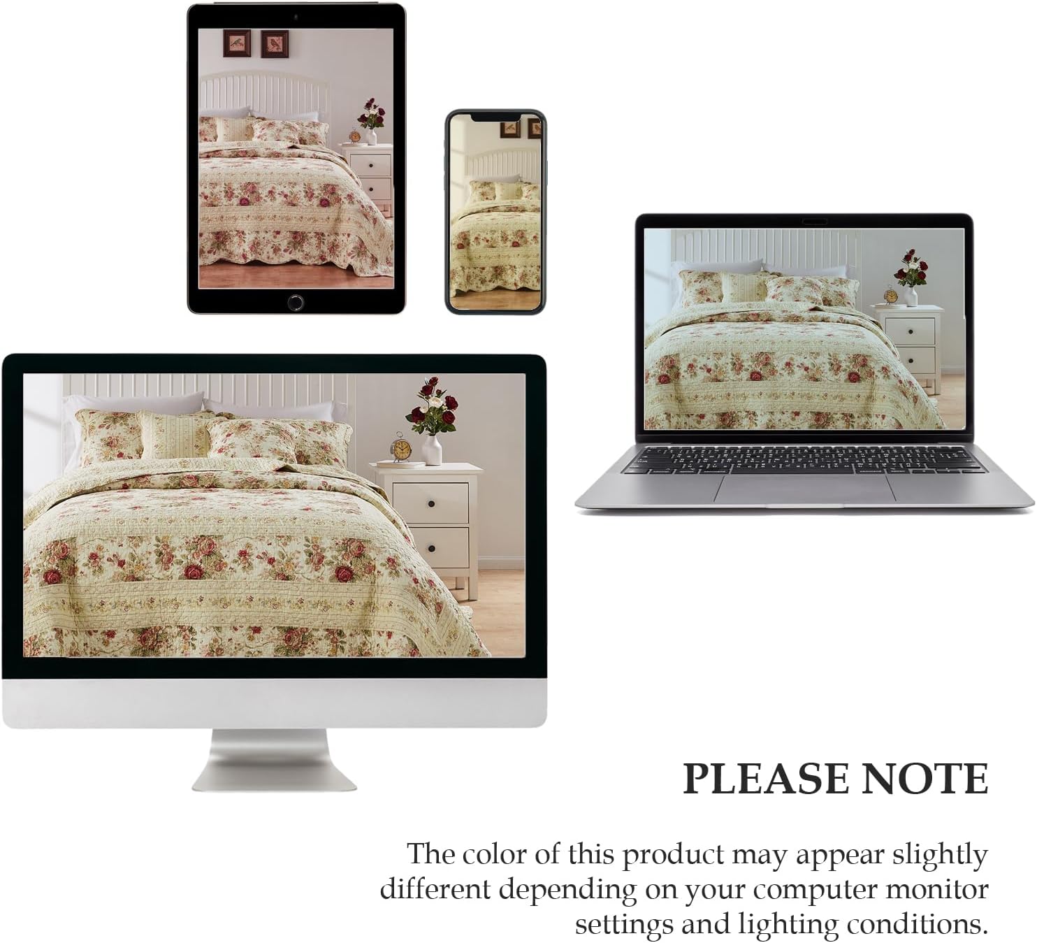 Greenland Home Antique Rose 100% Cotton Heirloom-Quality Quilt Set, 2-Piece Twin/XL, Ecru - Image 10