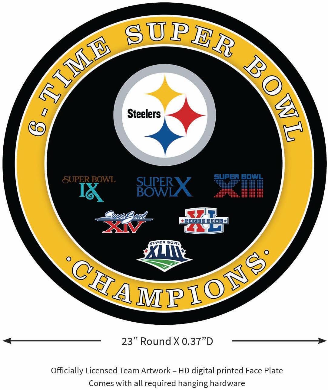 Team Sports America NFL Pittsburgh Steelers Multi-Win Superbowl Champions | Ultra-Thin LED Light Wall Sign Décor | Made in the USA | Football Fan Décor for Office, Living, Game or Bedroom - Image 2