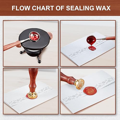 Miniatura 4 de MAYJOYDIY Sello de cera de libro, sellos de cera de latón de 1.181 in, hojas abiertas, patrón de hierba, sello de madera retro, perfecto para