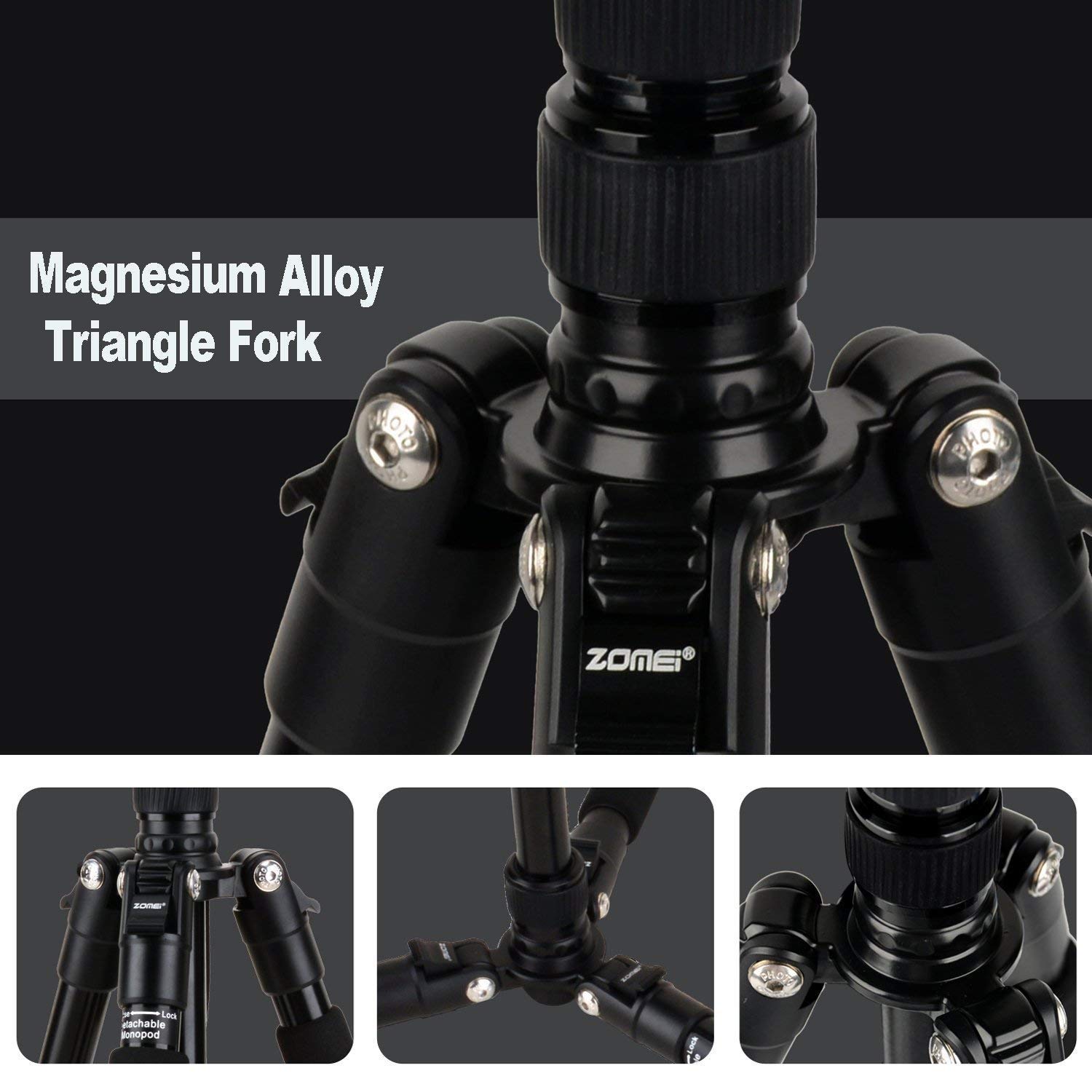 ZOMEi Q666 Treppiede In Alluminio Con Testa A Sfera - Leggero, Convertibile In Monopiede, Carico 10kg, Per Reflex E Mirrorless