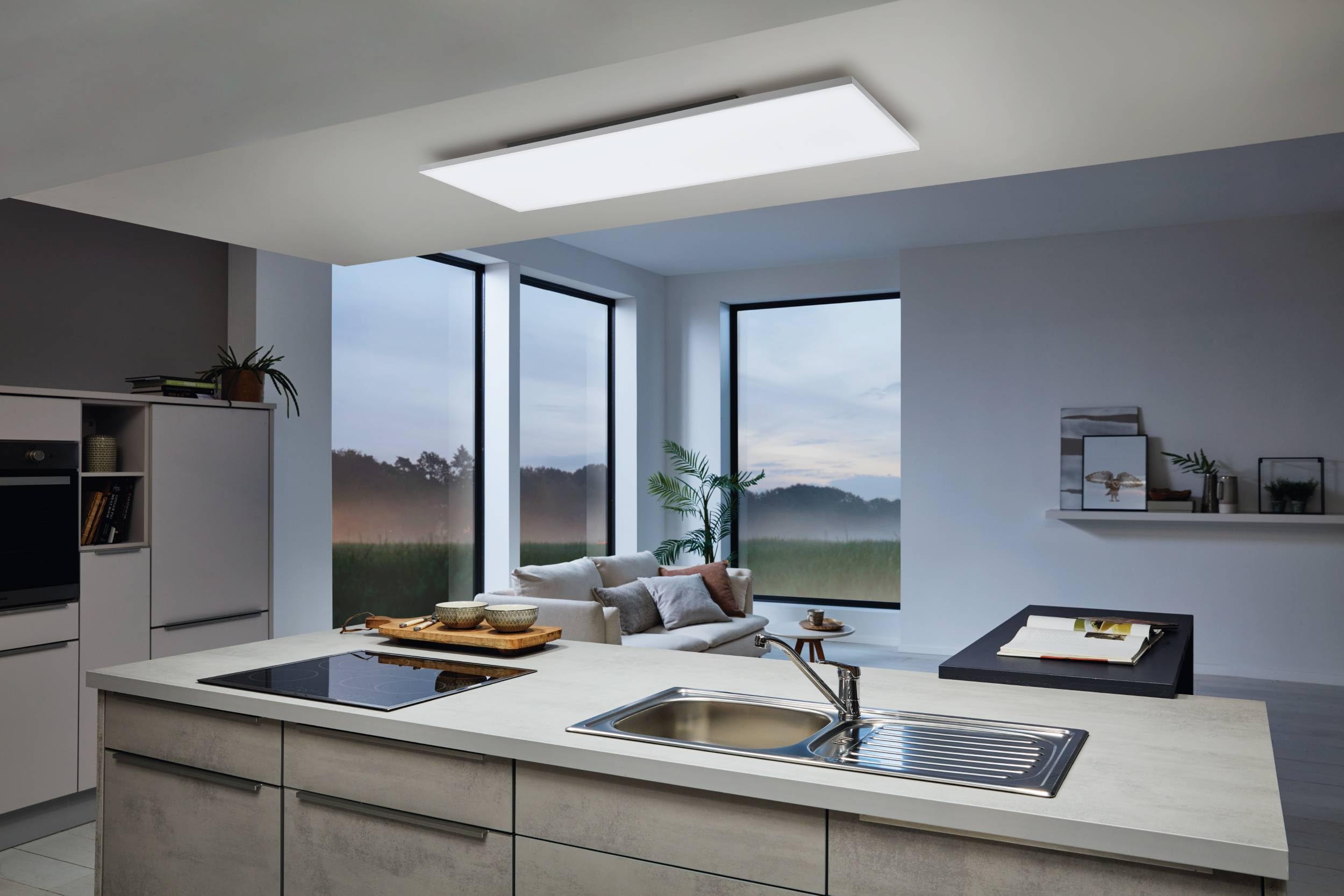 EGLO connect.z Smart-Home LED Panel Turcona-Z | Deckenlampe 120 x 30 cm, ZigBee, App und Sprachsteuerung Alexa, Lichtfarbe einstellbar (warmweiß-kaltweiß), RGB, dimmbar