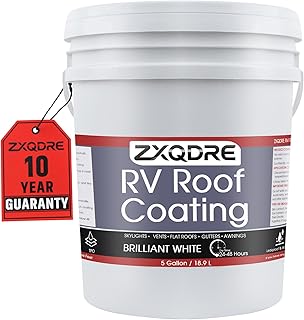 RV Roof Sealant - Professional Flexible Waterproof RV Roof Coating Solar Reflective White Paint for Rubber EPDM TPO Fiberglass Aluminum Camper, Trailer, RV Repair (5 Gallon)