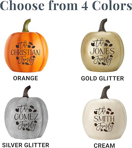 Miniatura 8 de Let's Make Memories Calabaza iluminada personalizada, decoración de otoño, luz LED para interiorexterior, purpurina dorada, L