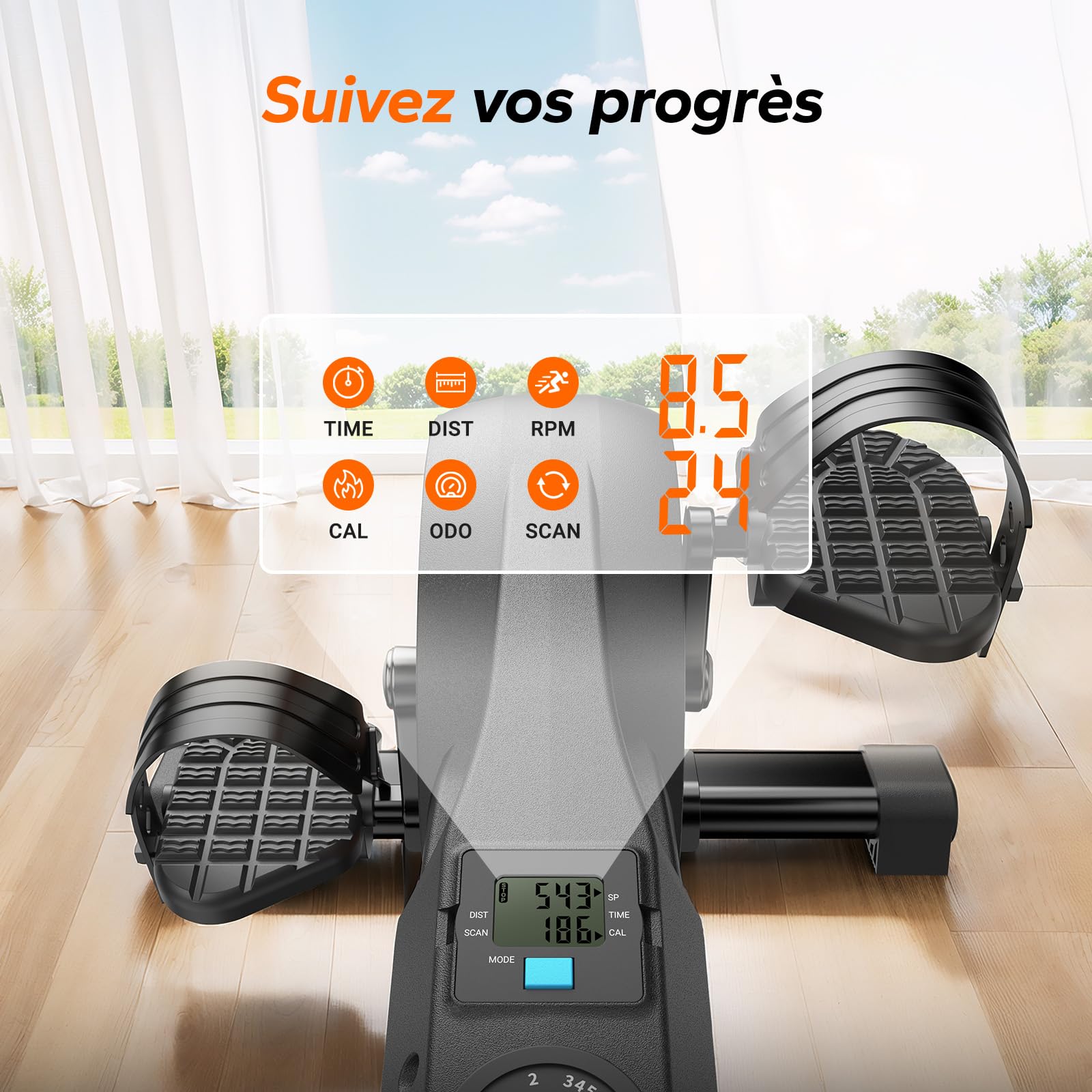 MERACH Pedalier D'Appartement,Mini Vélo D'Appartement,Vélo Bureau Maison Extra Silencieux avec écran LCD et 8 Niveaux de Résistance Magnétique Intelligente pour Bras et Jambes