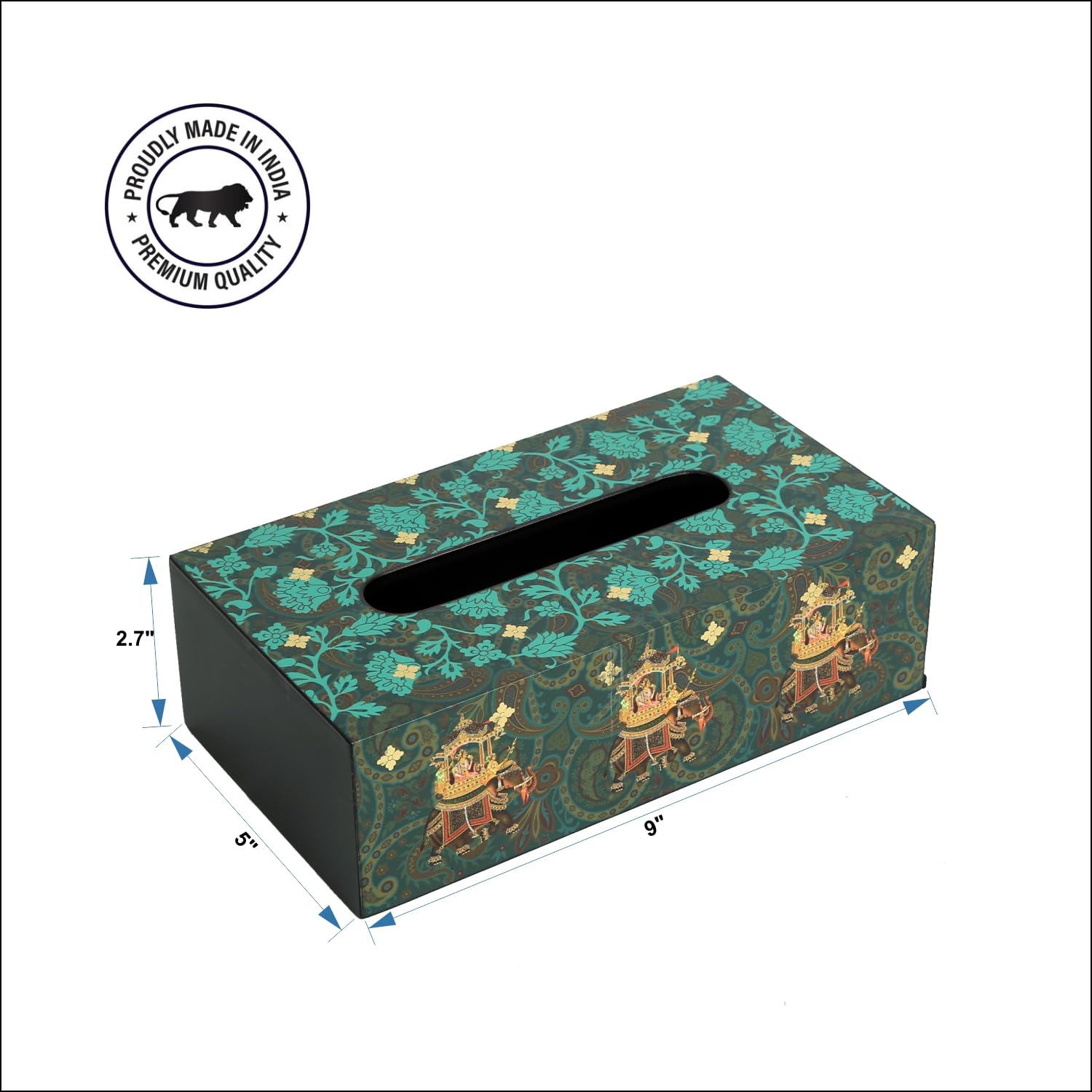 Elephant Tissue Box Cover - Decorative Wooden Holder -8