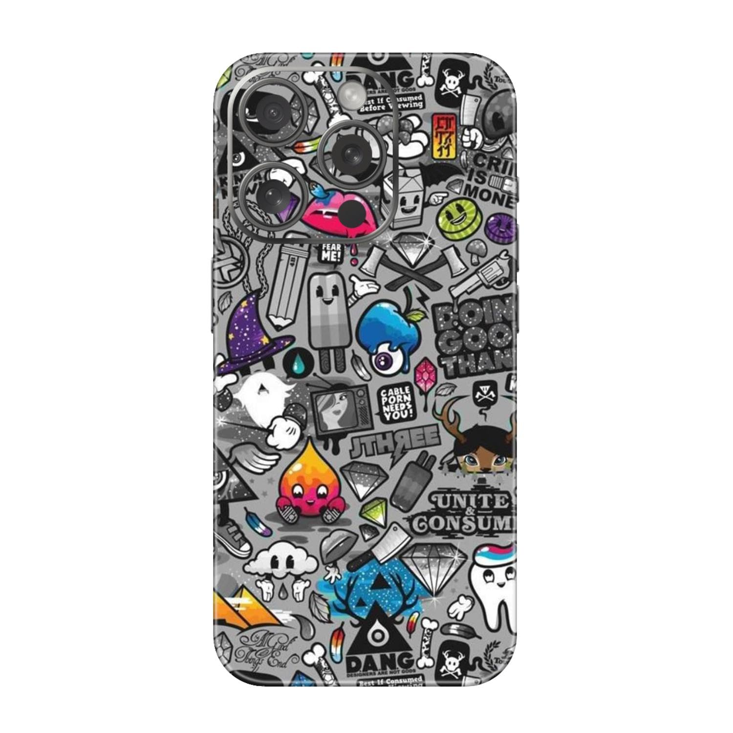WRAP CRAFT Mobile Skin Sticker Compatible with Apple iPhone 15 Pro Skin Not Back Cover, Camera & Back Protector Mobile Skin Wrap; Apple 15 PRO-KE-212