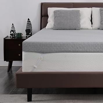 Extra Firm Mattress Topper 4 Inch Queen, Reversible Firm Memory Foam Bed Topper for Pain Relief, High-Density Gel Bamboo Charcoal Mattress Pad with Removable Cover, CertiPUR-US Certified, No Smell