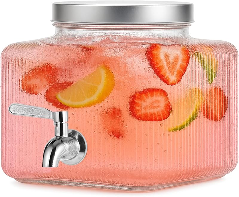 Dispensadores de bebidas de 1 galón para fiestas, dispensador de bebidas para refrigerador con espiga de acero inoxidable a prueba de fugas, ideal para agua, limonada, jugo, té helado
