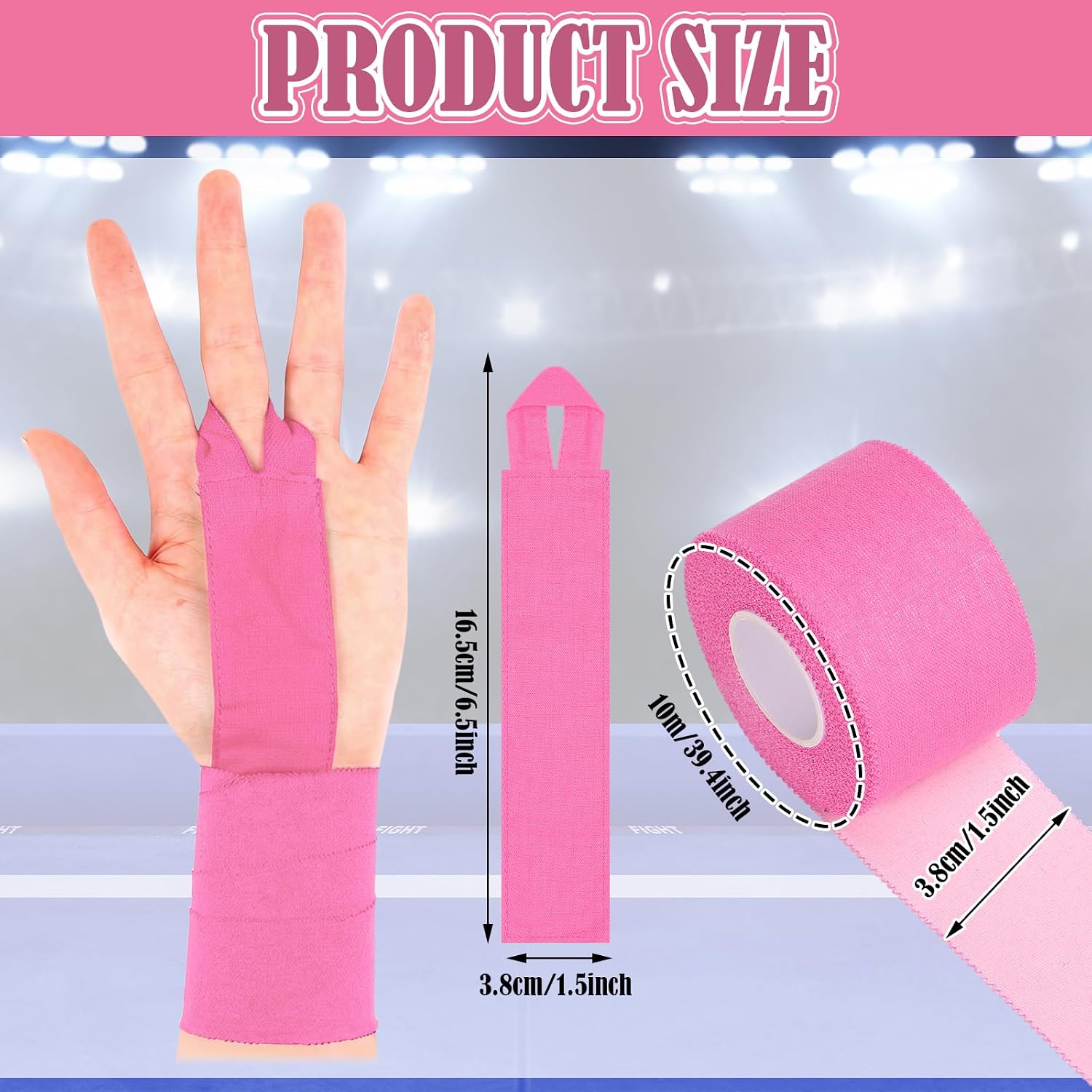 Teyva 12 Pcs Gymnastics Tape Grips with Roll Tape for Bars image 2