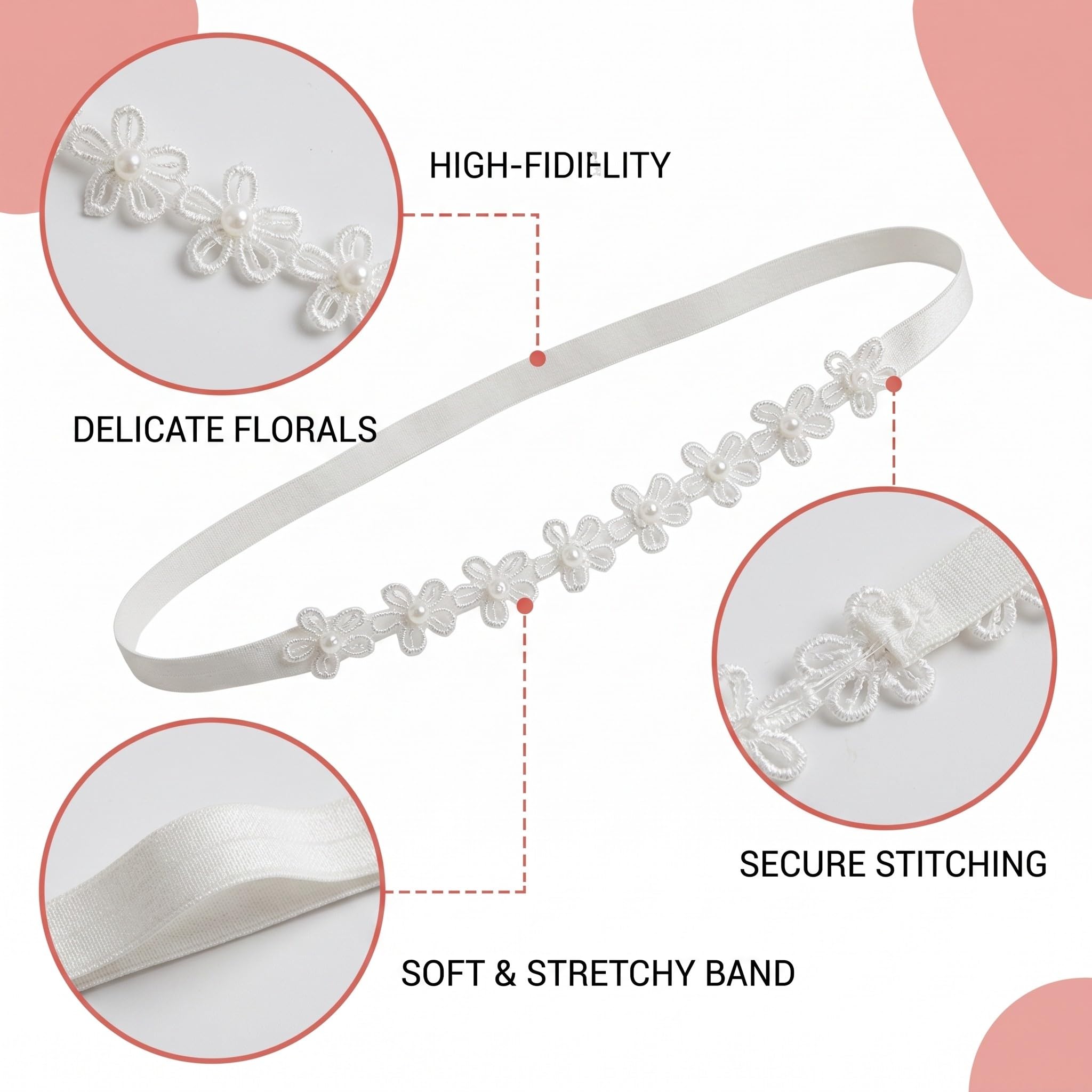 2 Pieces Children's Headbands, Lace Hair Bands, Wedding Children's Headband, Newborn Hairband