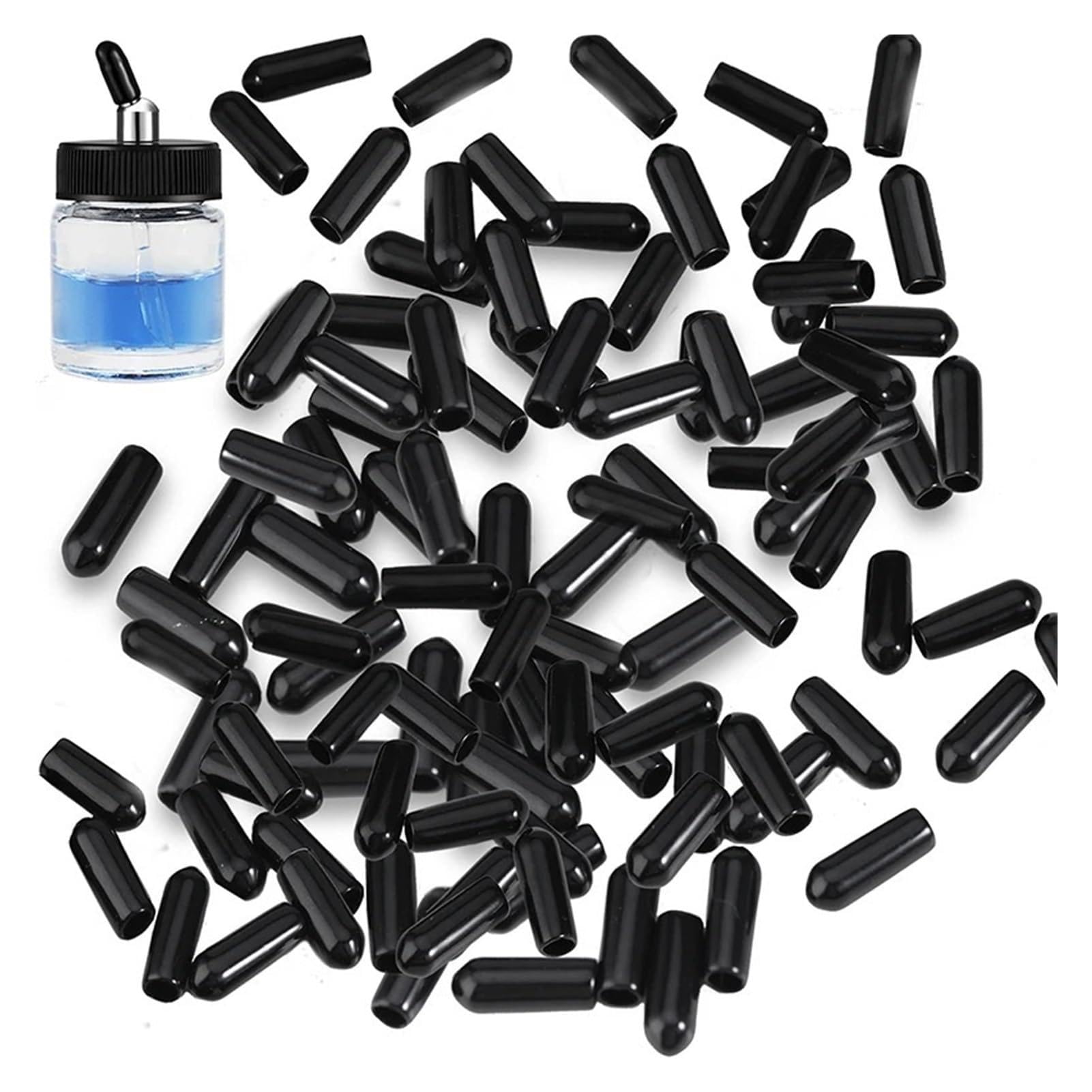 TAZYYZUU 30 50 100 PCS Airbrush Bottle Caps Jar Pour Covers Siphon Adapter Spout Pot Protection for(Sd-ab-001-100)
