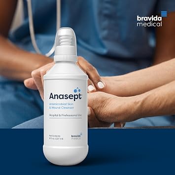 Anasept Antimicrobial Skin and Wound Cleanser, 8 oz. Bottle with Finger Sprayer, Wound Spray, Sterile Rinse, Healing Spray for Hospital and Professional Use