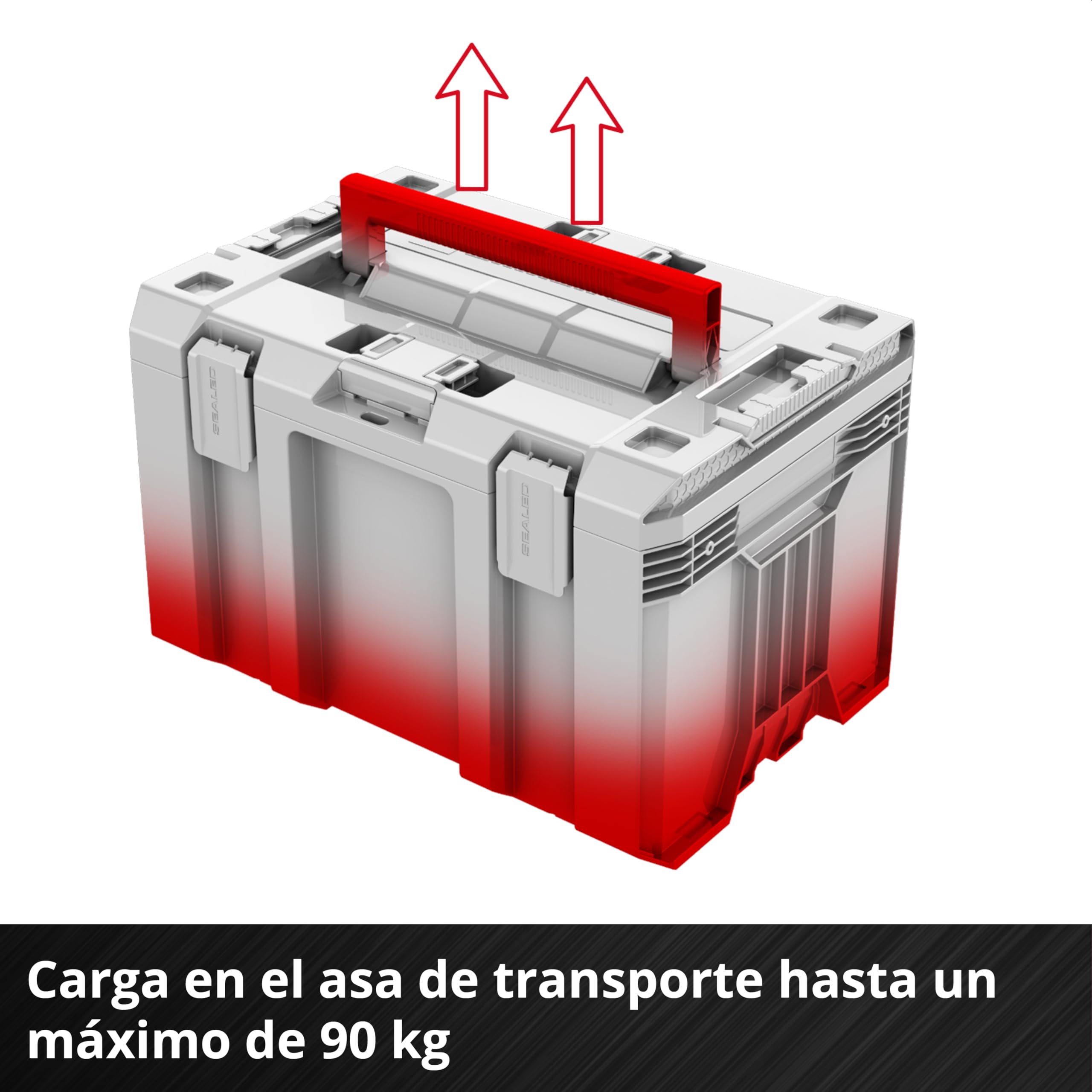 Einhell E-Case M SEALED (sistema E-Case, a prueba de polvo y a chorros de agua, compatible con Half Size E-Cases, 44 x 33 x 29 cm, carga útil máxima de 90 kg, asa de transporte)