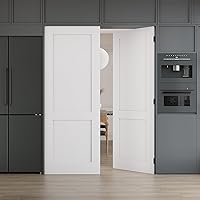 Vista 29 de WINSTELLAR - 1 panel estilo coctelera de 18 x 80 pulgadas, losa blanca imprimada para puerta interior de núcleo sólido, puerta de dormitorio