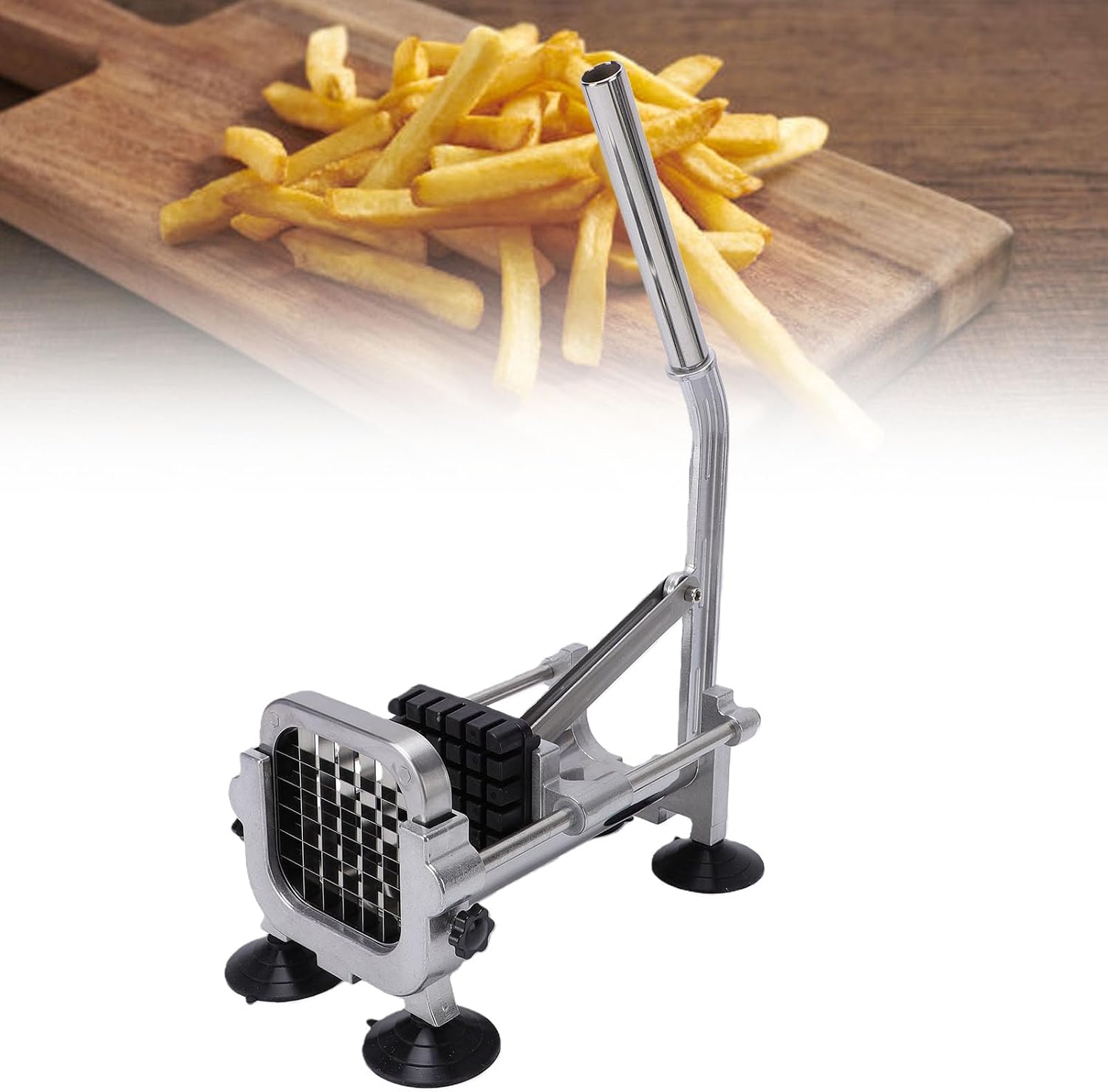 Zerodis French Fry Cutter, Stainless Steel Manual Potato Cutter with Non Slip Suction Feet for Homemade French Fries, Vegetables, Onions, Carrots, Cucumbers, Fruits, Apples