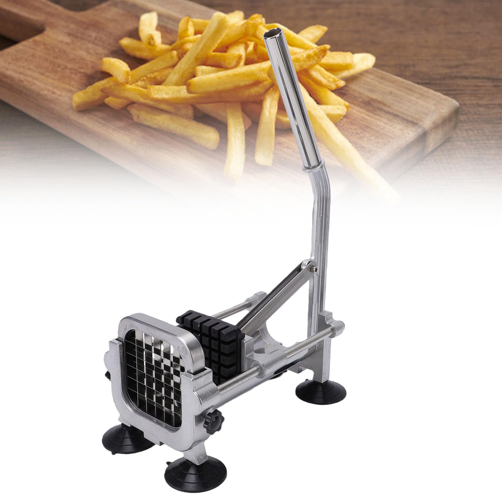 Kartoffelhacker, Langlebiger Pommes-Frites-Schneider aus Edelstahl mit Gleichmäßigem Schneiden, Kompakte Gemüseschneidemaschine für Vielbeschäftigte Küchen, 72,66 Unzen, 1 X 8 Zubehörteile