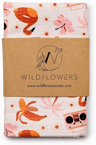 Miniatura 4 de Wildflowers - Toallas de cocina de microfibra  Patrón de flamenco y caras sonrientes  Toalla de cocina de tela de gofre  Toallas de cocina
