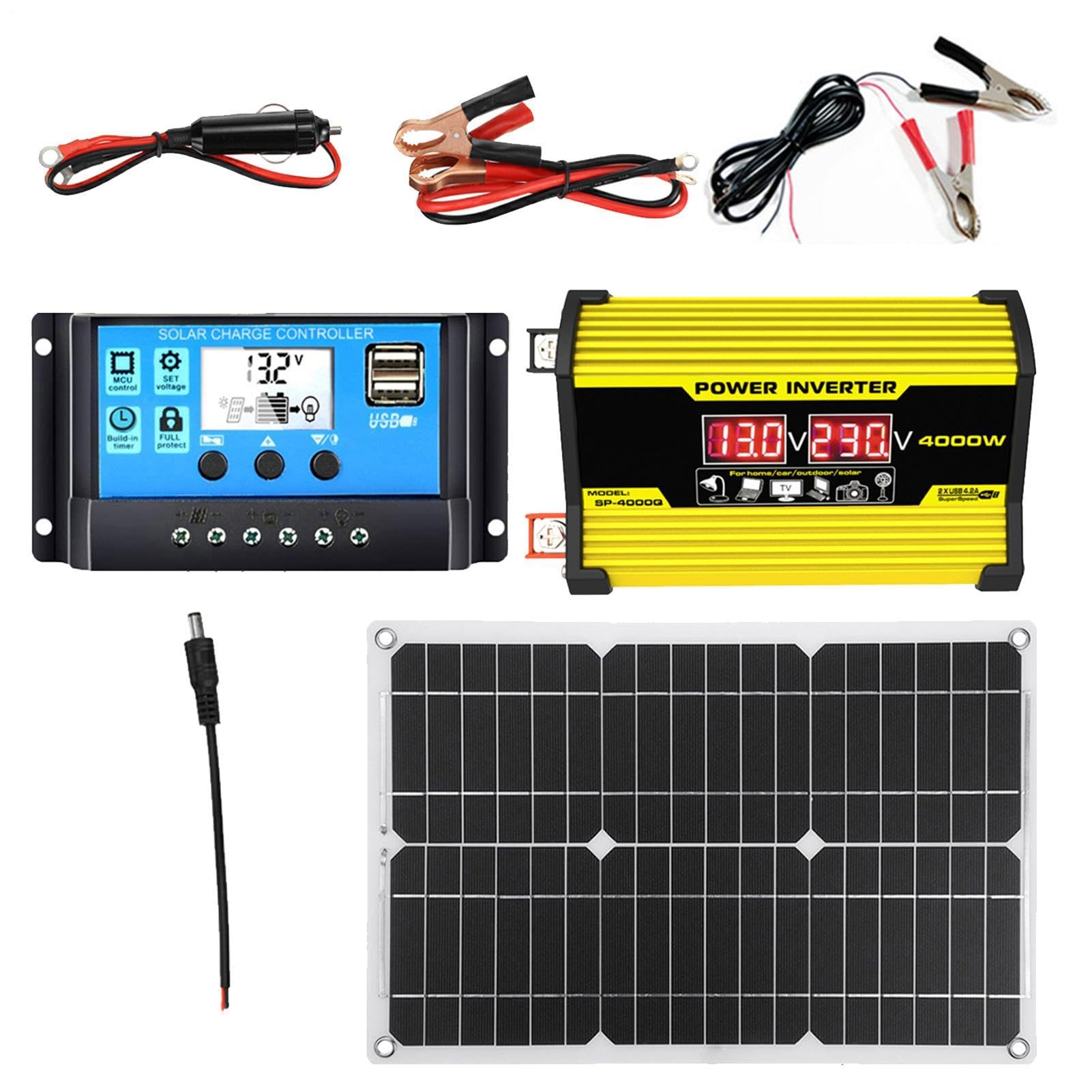 Kit pannelli - Pannello solare da 12 volt da 18 watt con convertitore | inverter | Completa la griglia di alimentazione con porte USB, caricabatterie solare da 12 V impermeabile a 110/220 V