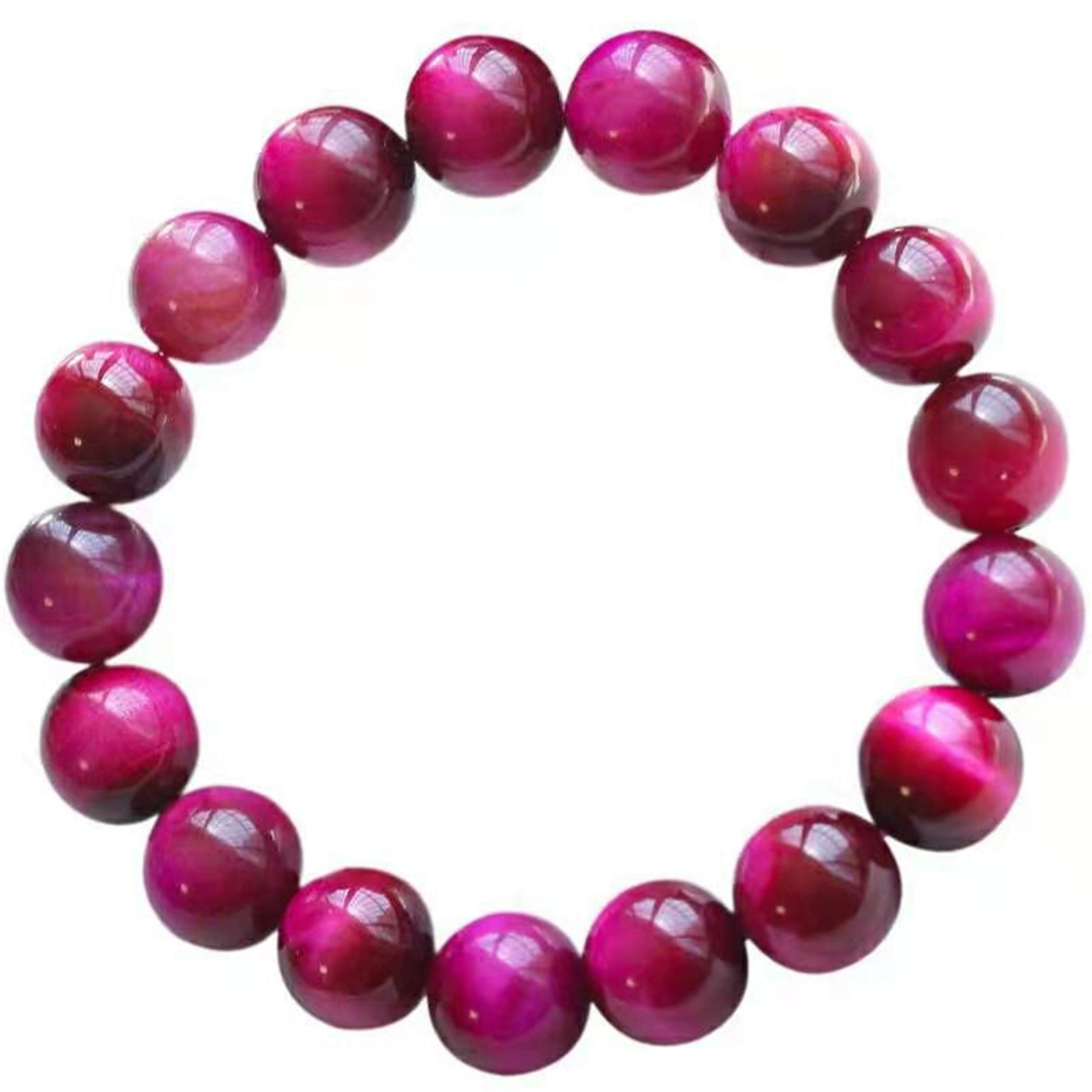 Braccialetti for donne,bracciale con perline,bracciale con occhio di tigre naturale Donna Uomo Bracciale con perline rotonde in cristallo elasticizzato con pietre preziose rosa 8mm 10mm 12mm 14mm